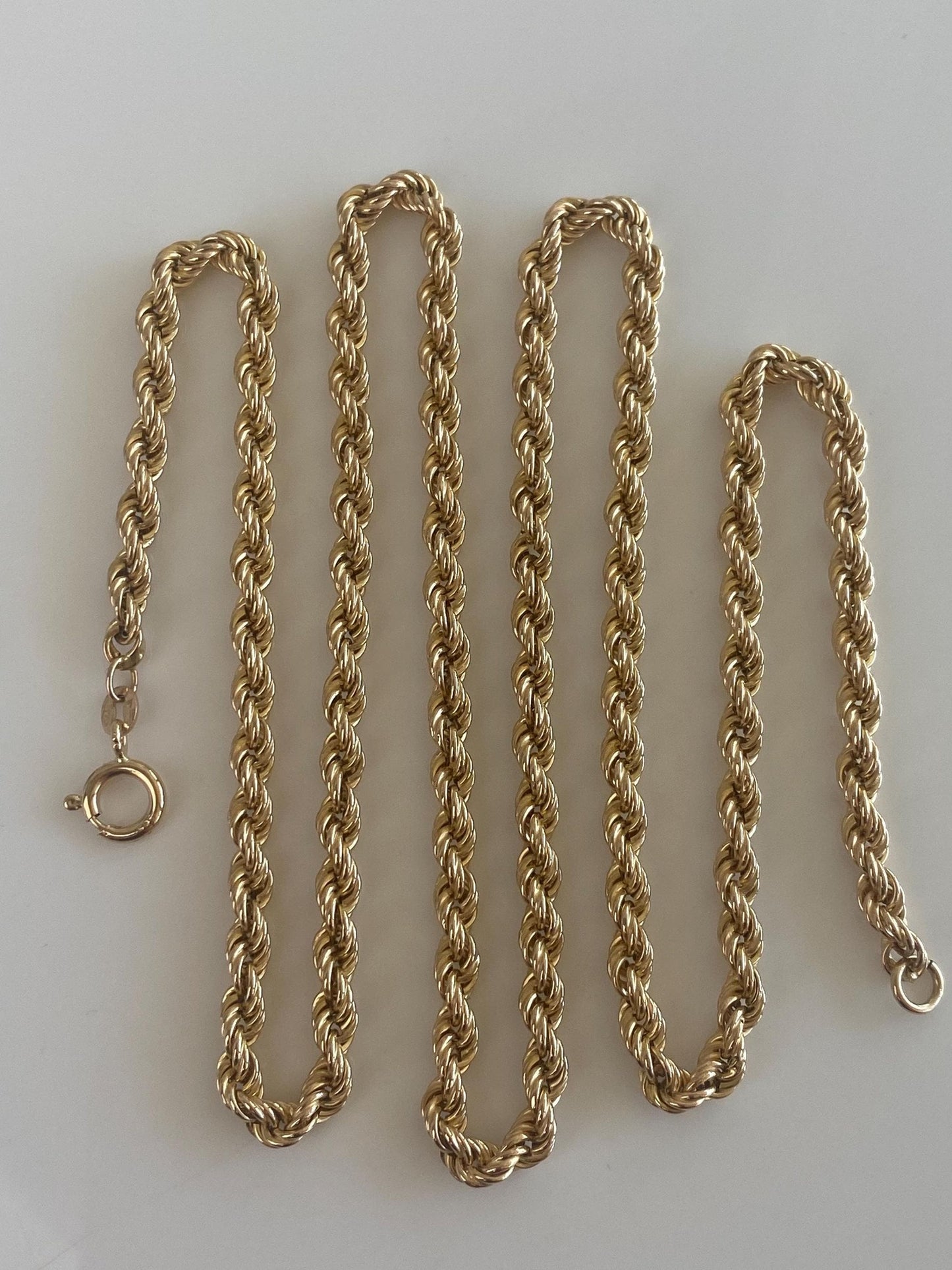 Vintage 14k Yellow Gold Long Rope Chain Necklace - 27 inches