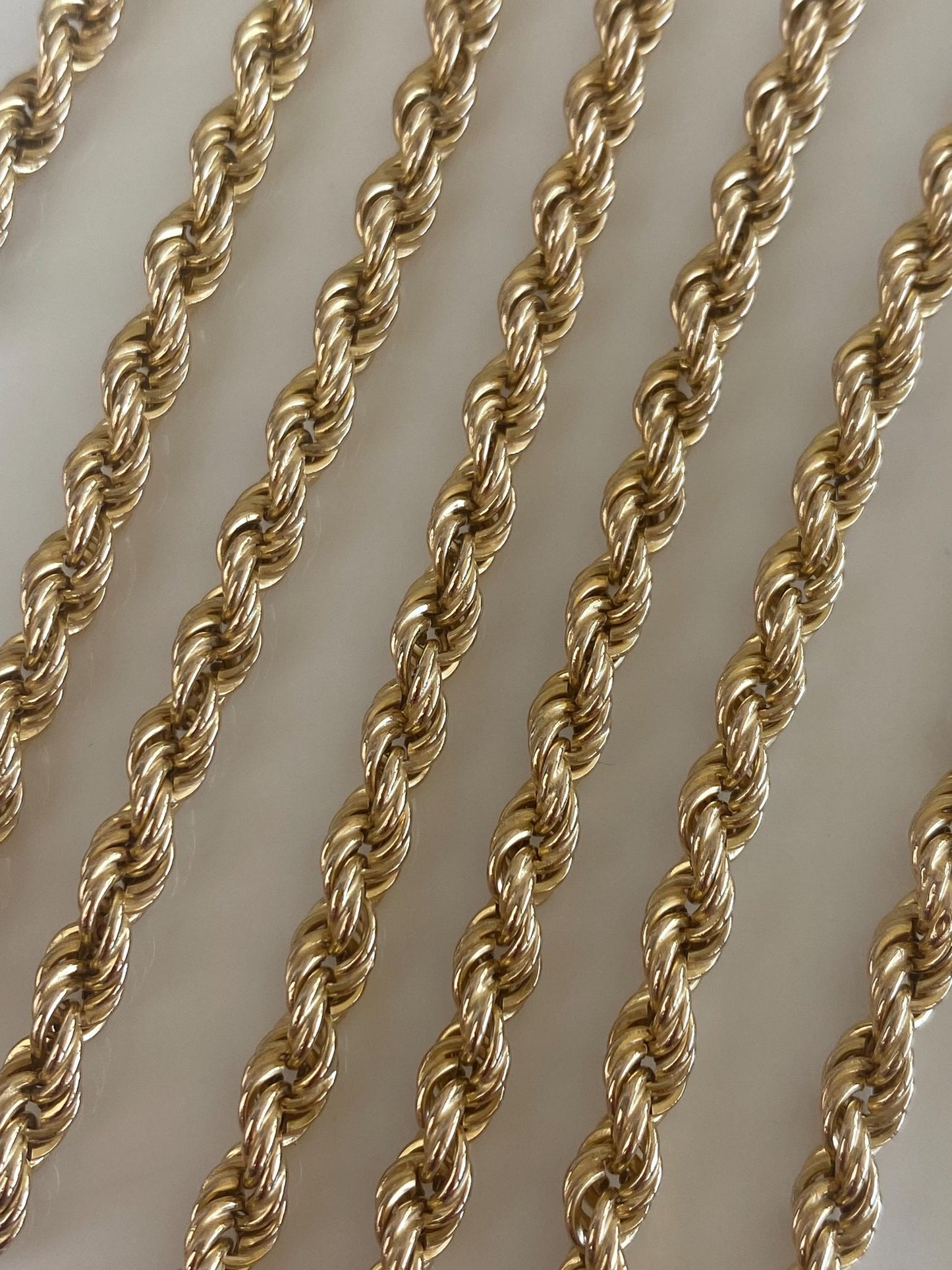 Vintage 14k Yellow Gold Long Rope Chain Necklace - 27 inches