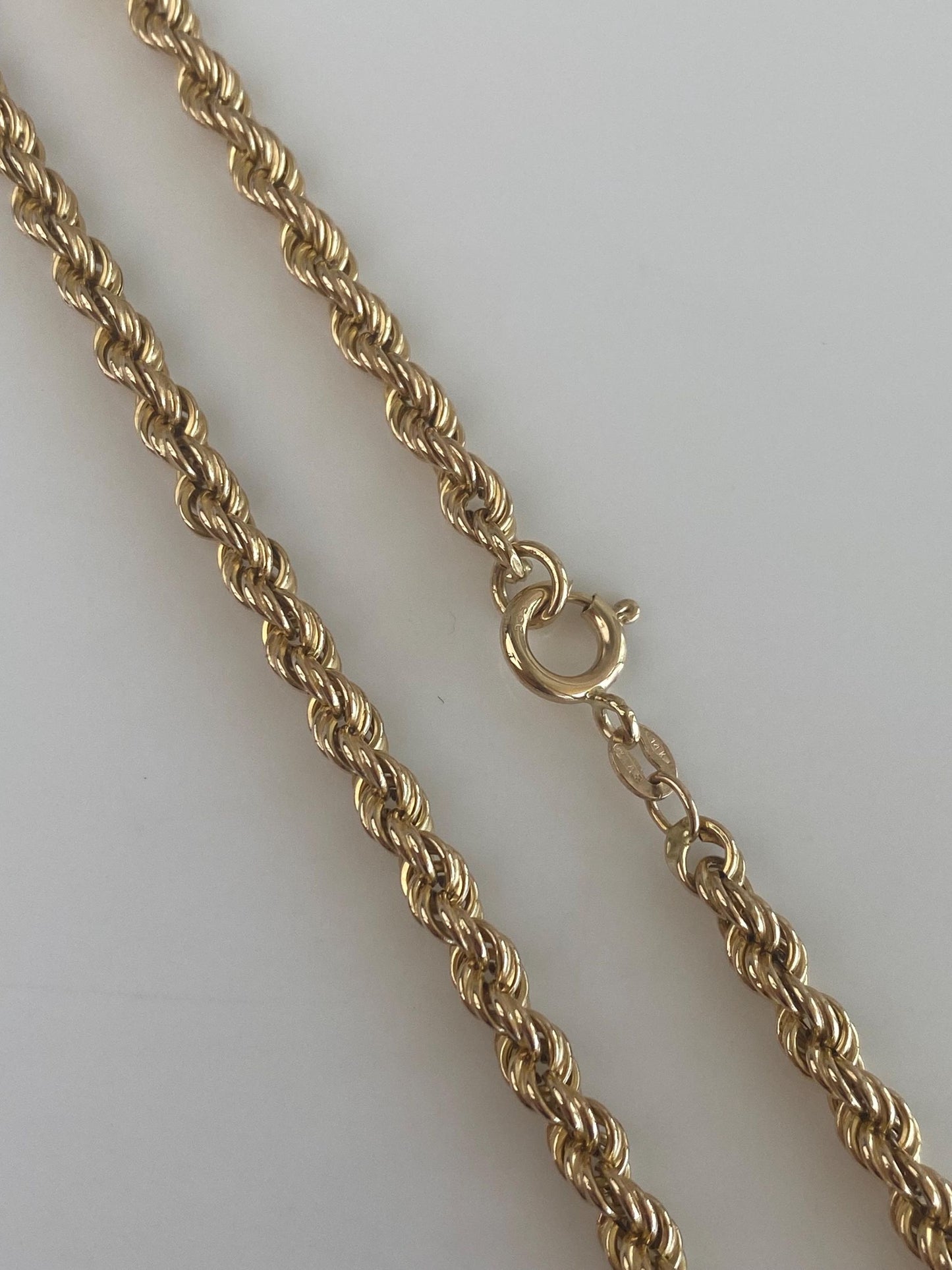 Vintage 14k Yellow Gold Long Rope Chain Necklace - 27 inches