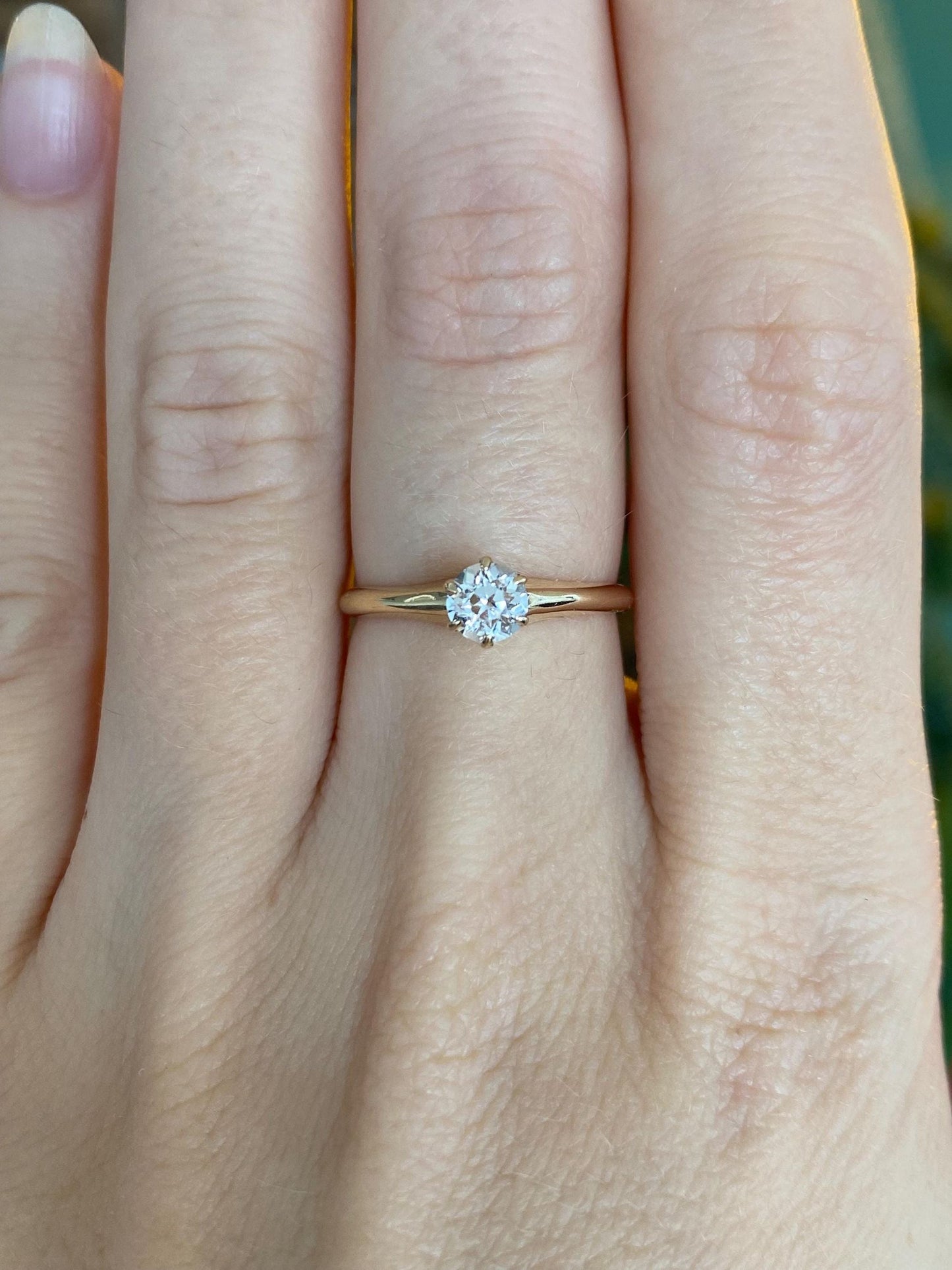 Vintage Solid 10k Yellow Gold Clear Sapphire Ring - Size 6