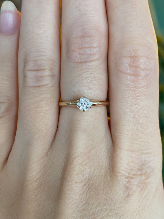 Vintage Solid 10k Yellow Gold Clear Sapphire Ring - Size 6