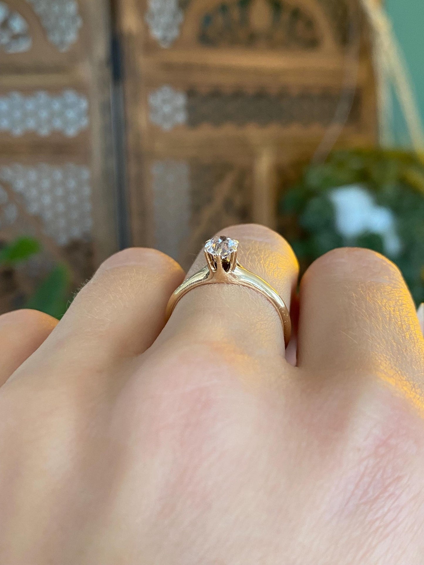 Vintage Solid 10k Yellow Gold Clear Sapphire Ring - Size 6