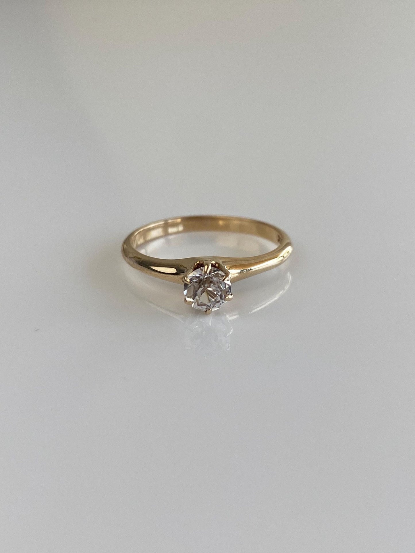 Vintage Solid 10k Yellow Gold Clear Sapphire Ring - Size 6