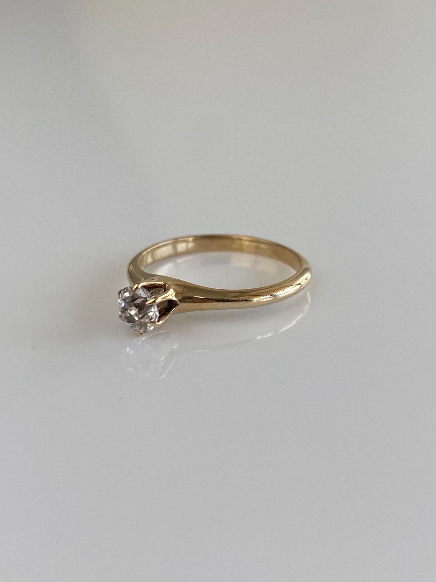 Vintage Solid 10k Yellow Gold Clear Sapphire Ring - Size 6