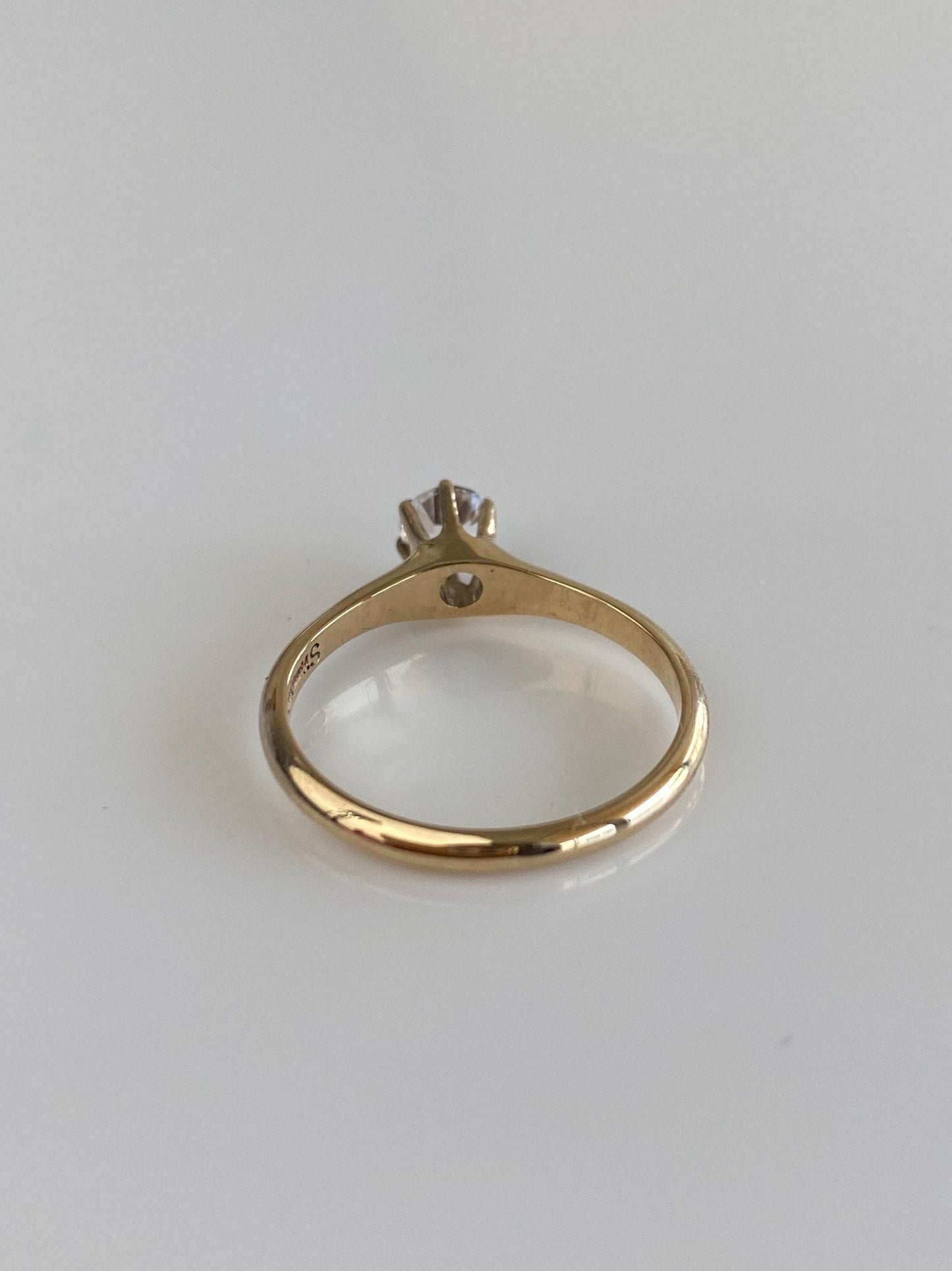 Vintage Solid 10k Yellow Gold Clear Sapphire Ring - Size 6