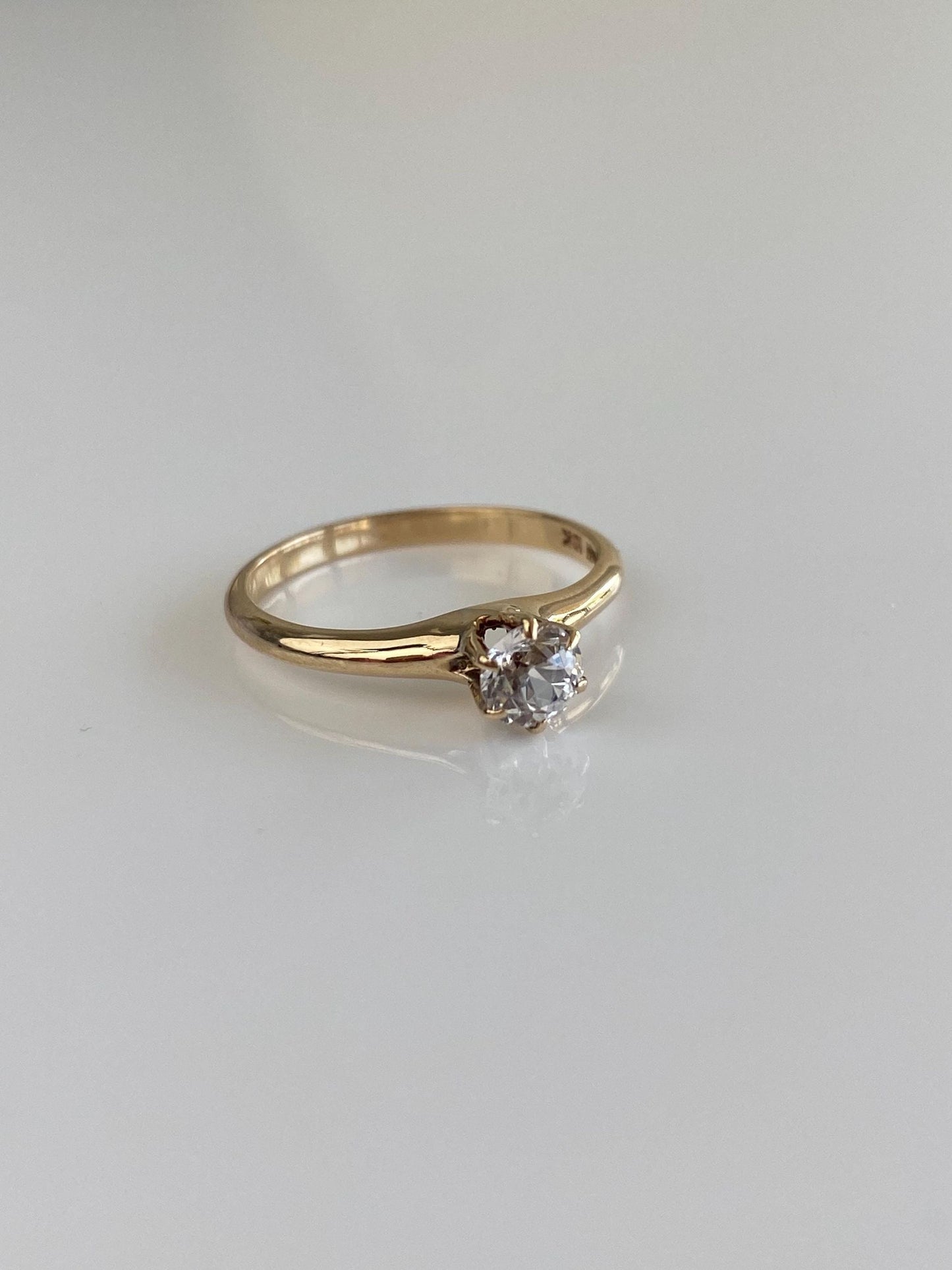 Vintage Solid 10k Yellow Gold Clear Sapphire Ring - Size 6