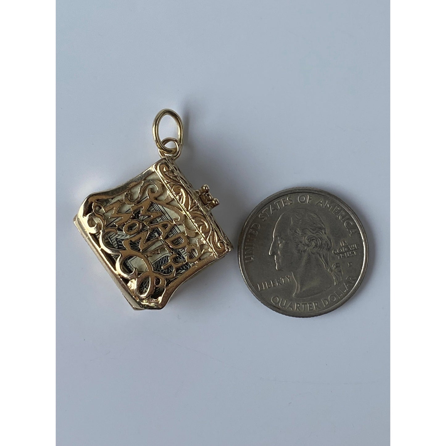 Vintage Solid 14k Yellow Gold Mad Money Purse Charm