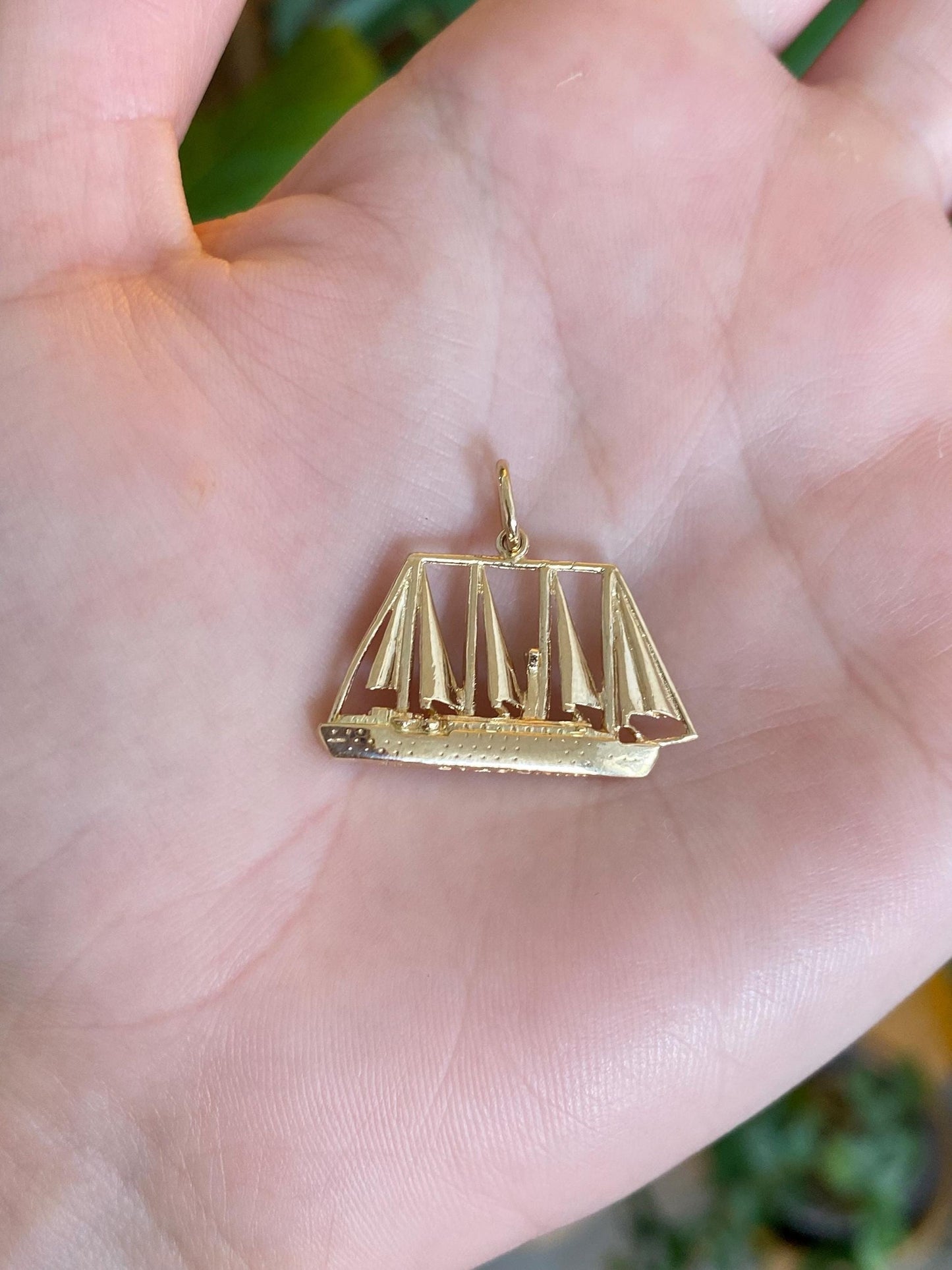 Vintage Solid 14k Yellow Gold Windstar Sailboat Charm
