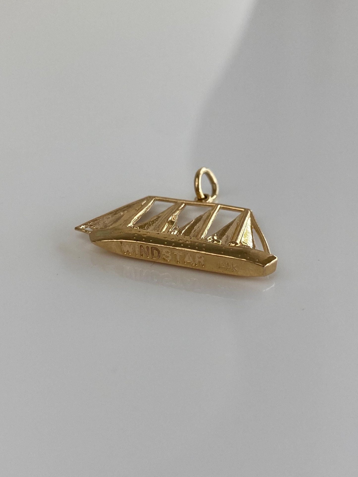Vintage Solid 14k Yellow Gold Windstar Sailboat Charm