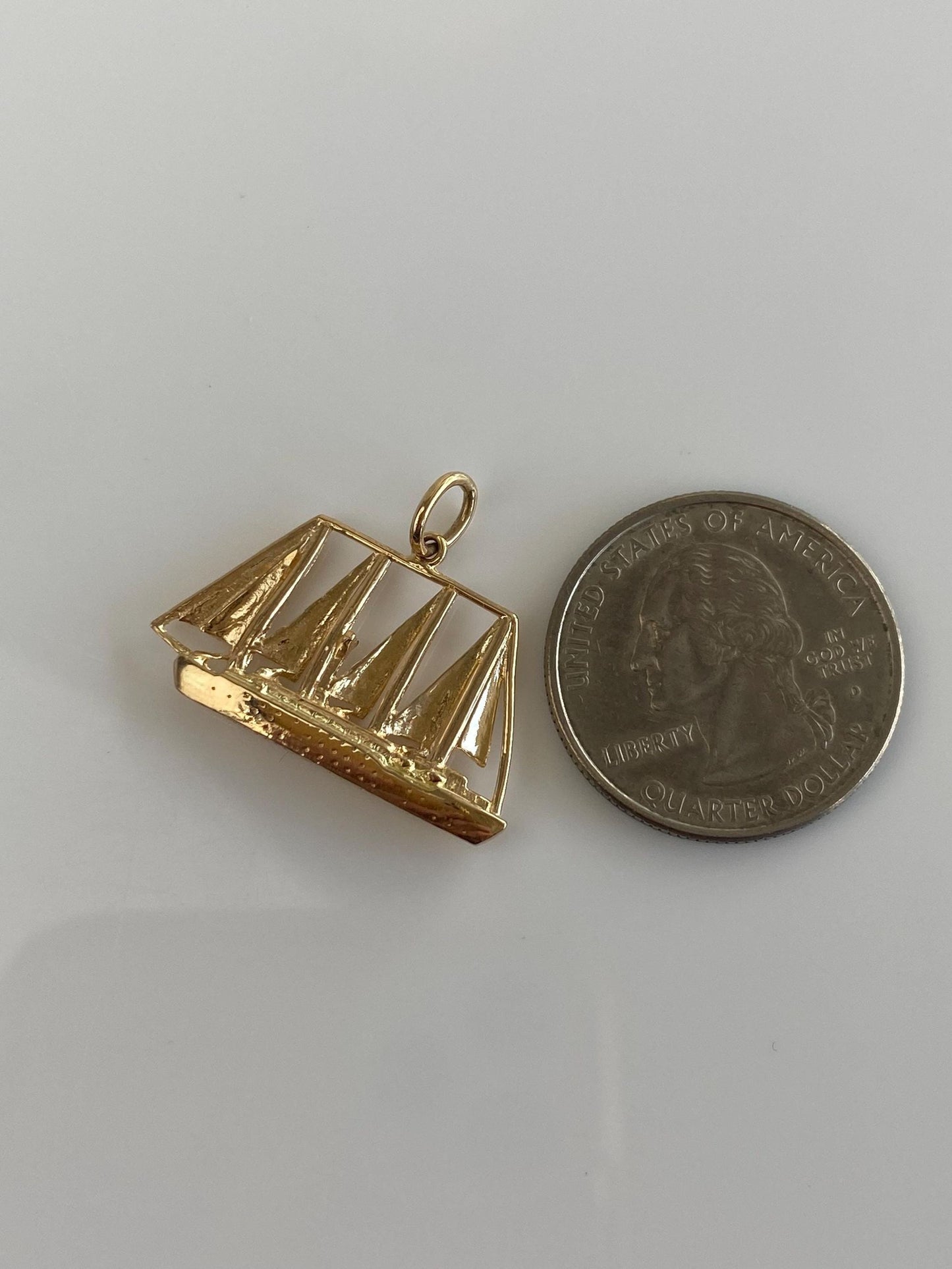 Vintage Solid 14k Yellow Gold Windstar Sailboat Charm