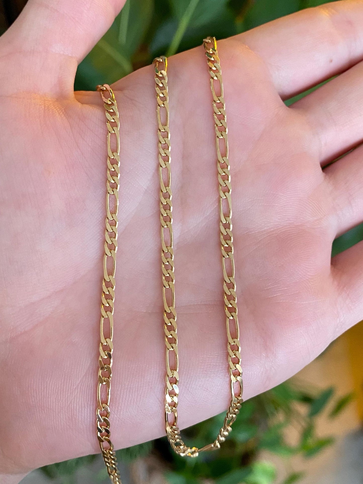 Vintage Solid 14k Yellow Gold Figaro Chain Necklace - 18 inches