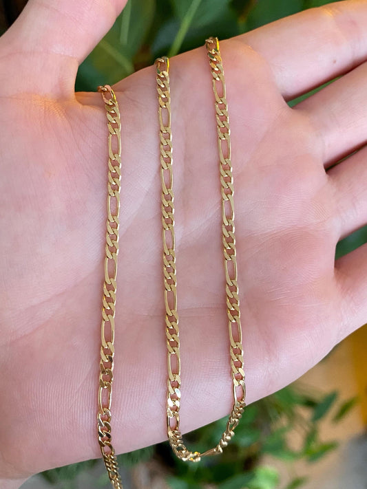 Vintage Solid 14k Yellow Gold Figaro Chain Necklace - 18 inches