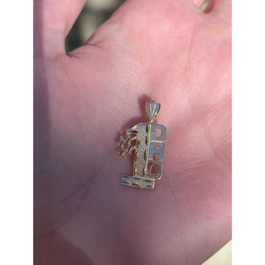 Vintage Solid 14k Yellow Gold Diamond Cut '#1 Dad' Charm