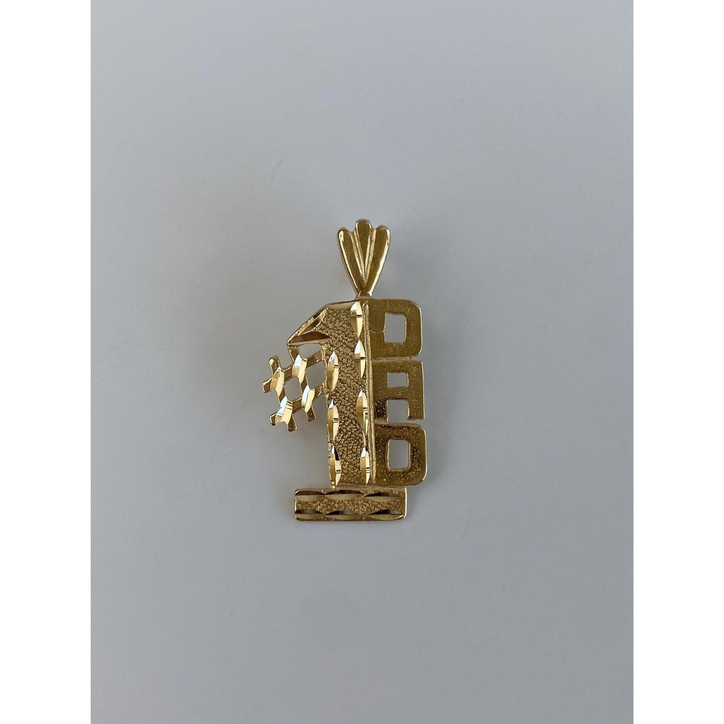 Vintage Solid 14k Yellow Gold Diamond Cut '#1 Dad' Charm