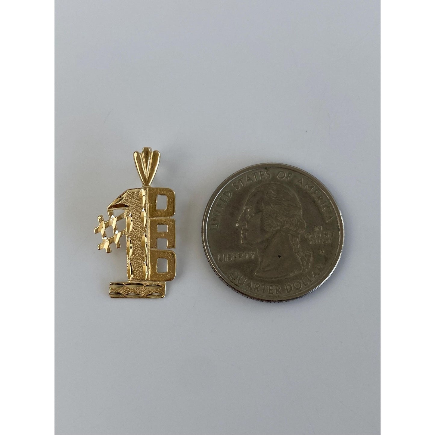 Vintage Solid 14k Yellow Gold Diamond Cut '#1 Dad' Charm