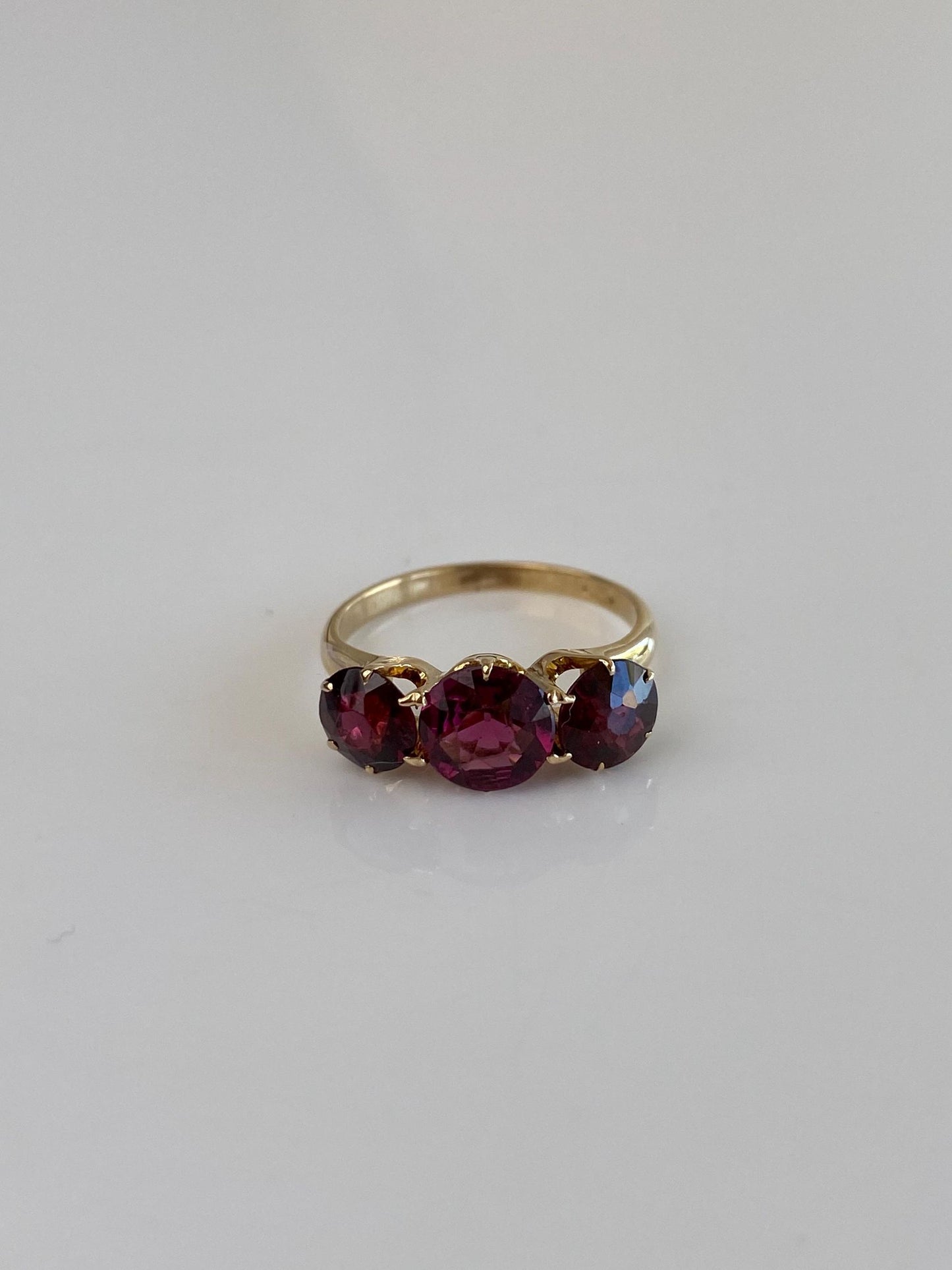 Vintage Solid 14k Yellow Gold Pink Tourmaline Garnet Ring - Size 5