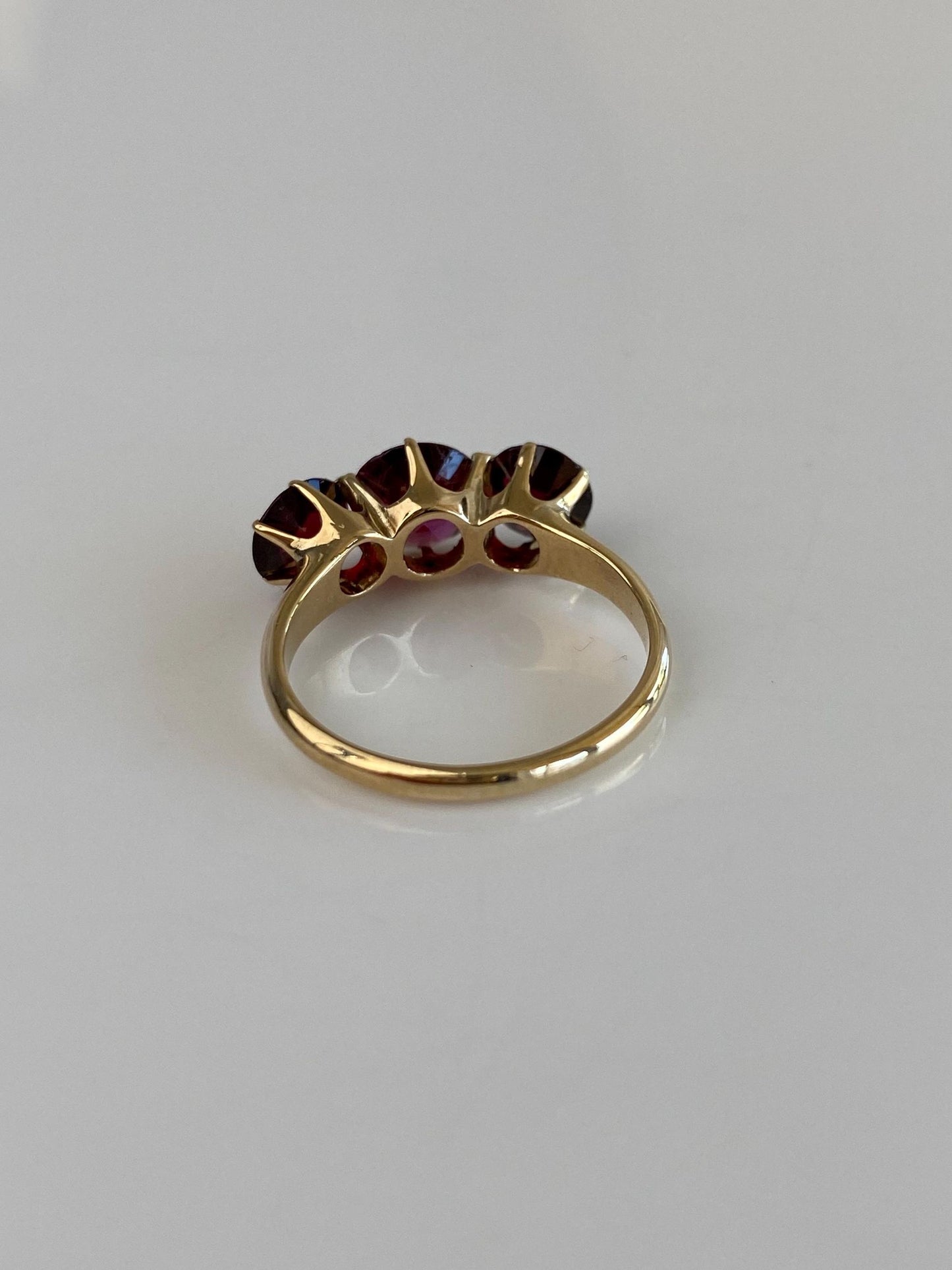 Vintage Solid 14k Yellow Gold Pink Tourmaline Garnet Ring - Size 5