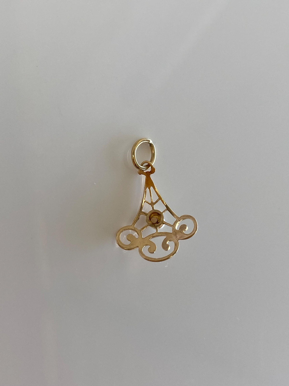 Vintage Solid 10k Yellow Gold Pearl Open Work Stick Pin Conversion Charm