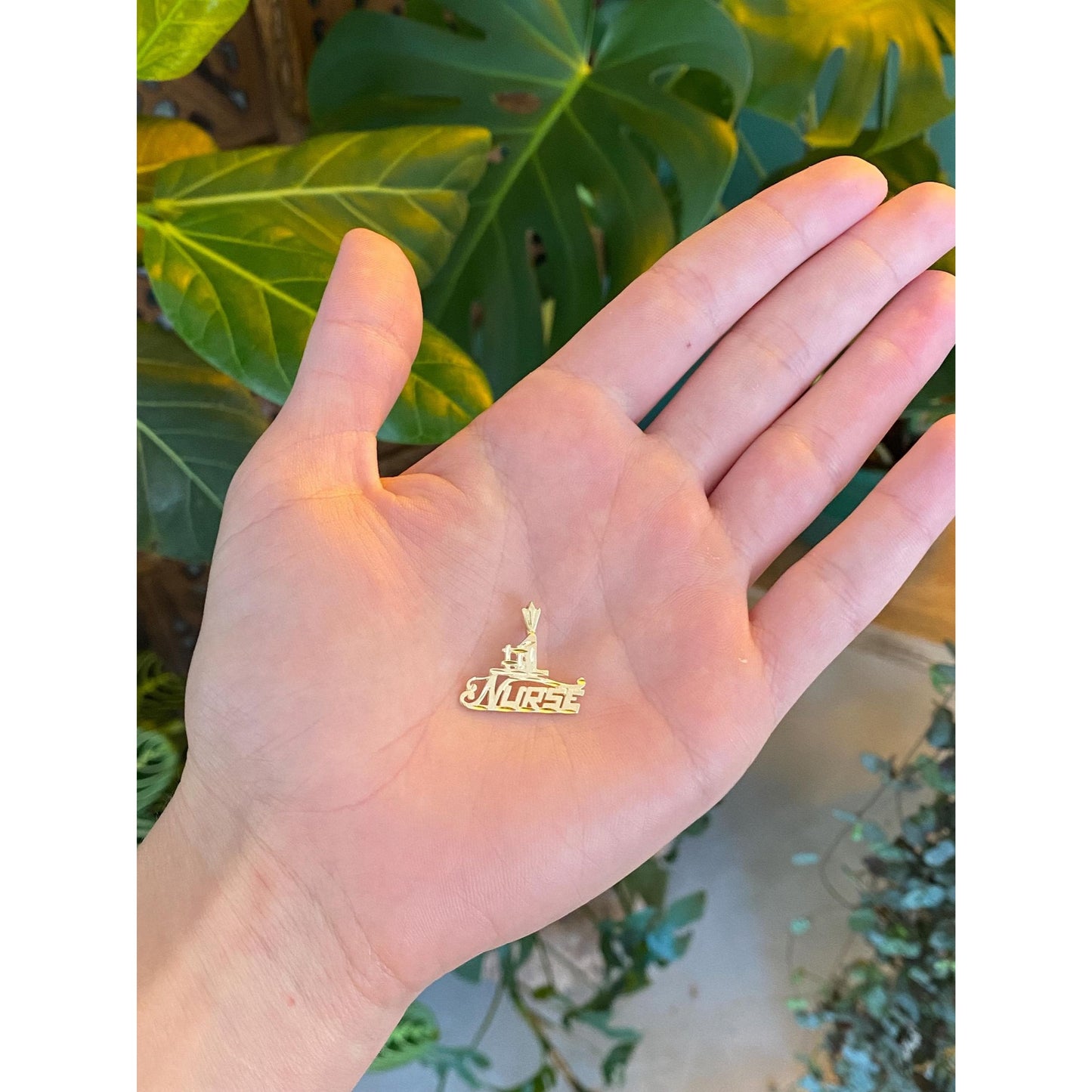 Vintage Solid 14k Yellow Gold Diamond Cut #1 Nurse Charm