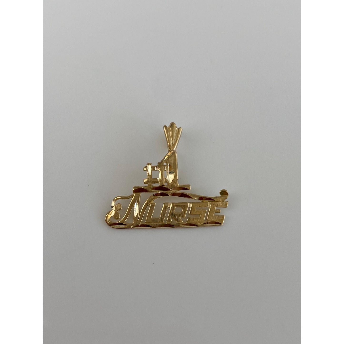 Vintage Solid 14k Yellow Gold Diamond Cut #1 Nurse Charm