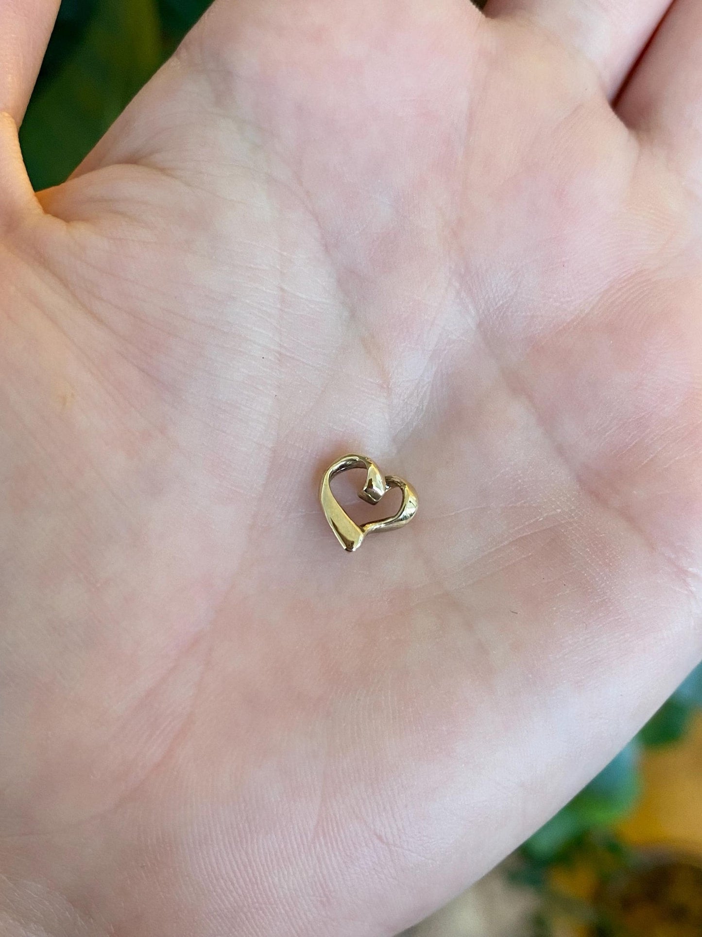 Solid 14k Yellow Gold Open Heart Slide Charm