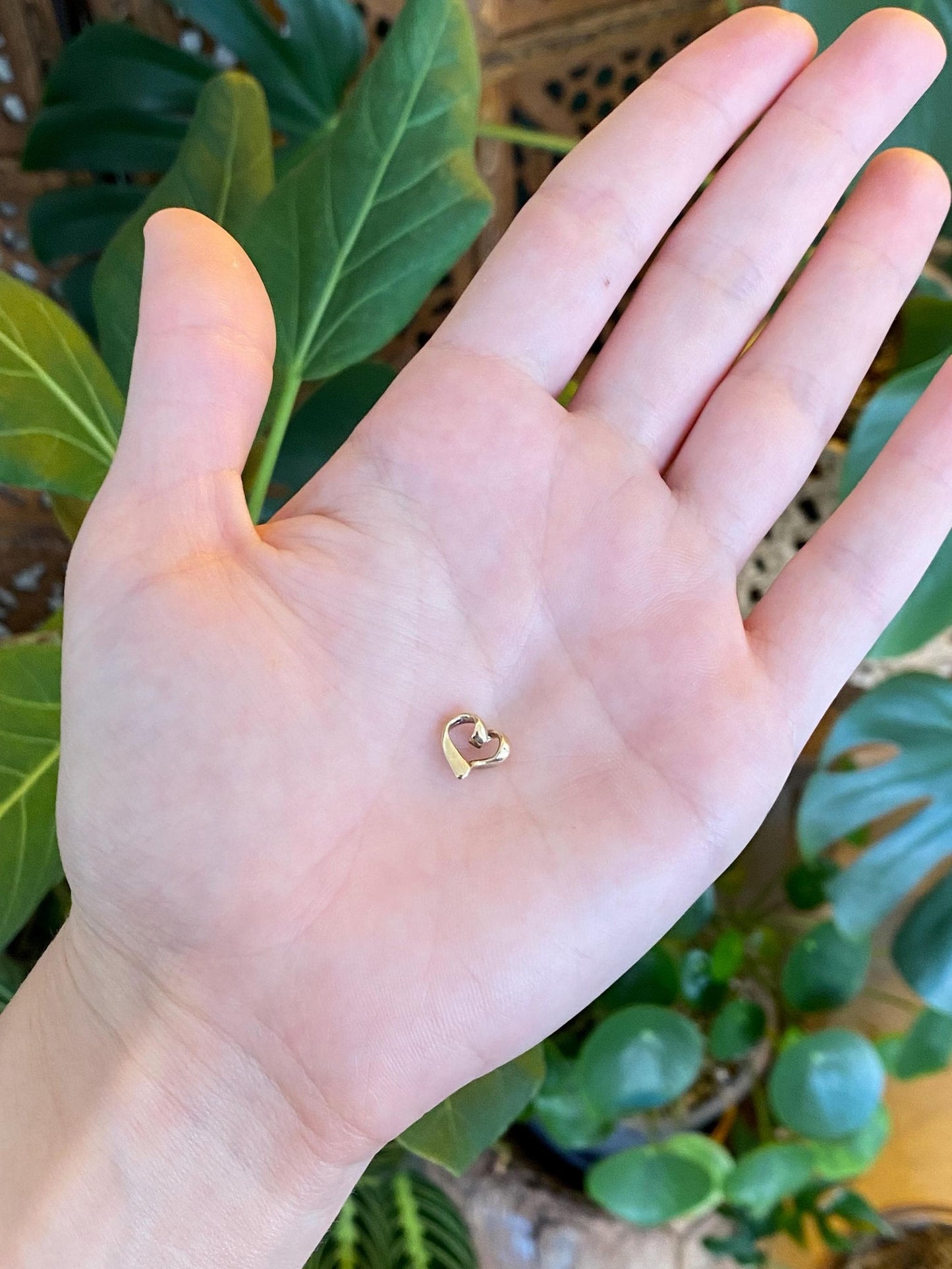 Solid 14k Yellow Gold Open Heart Slide Charm