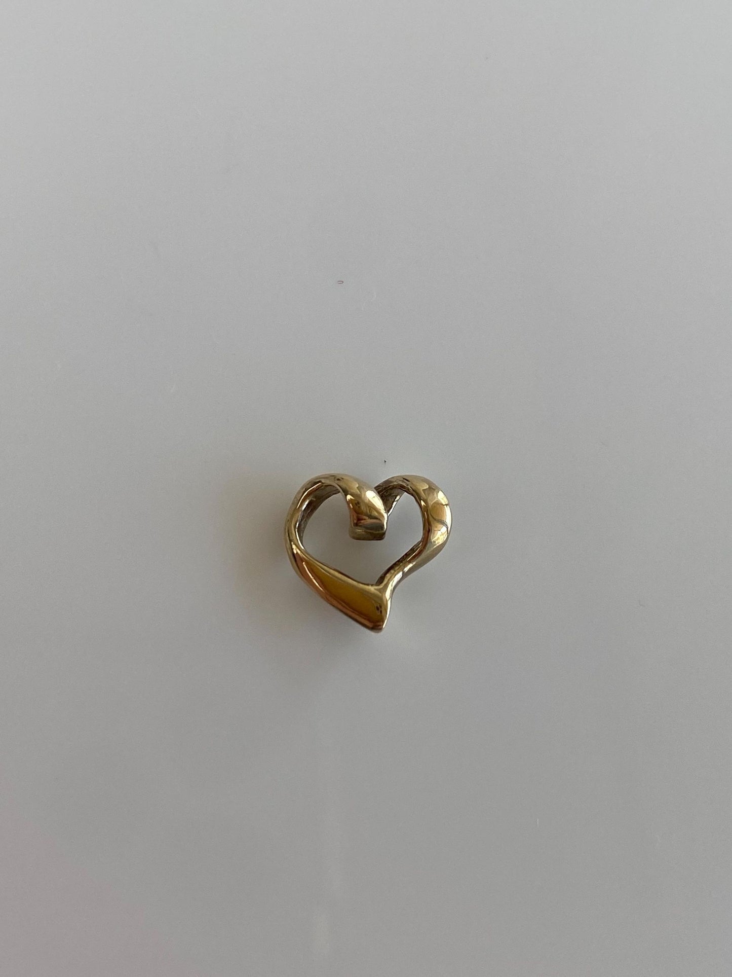 Solid 14k Yellow Gold Open Heart Slide Charm