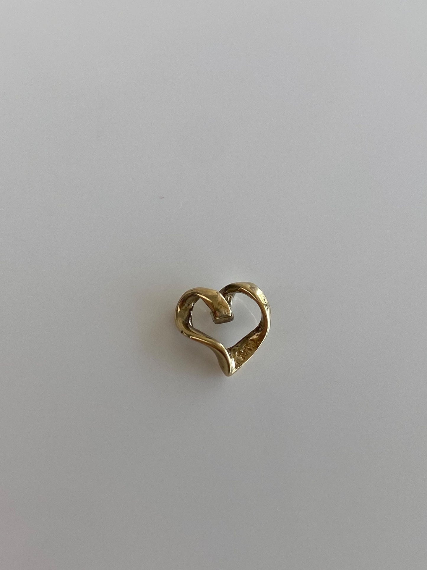 Solid 14k Yellow Gold Open Heart Slide Charm