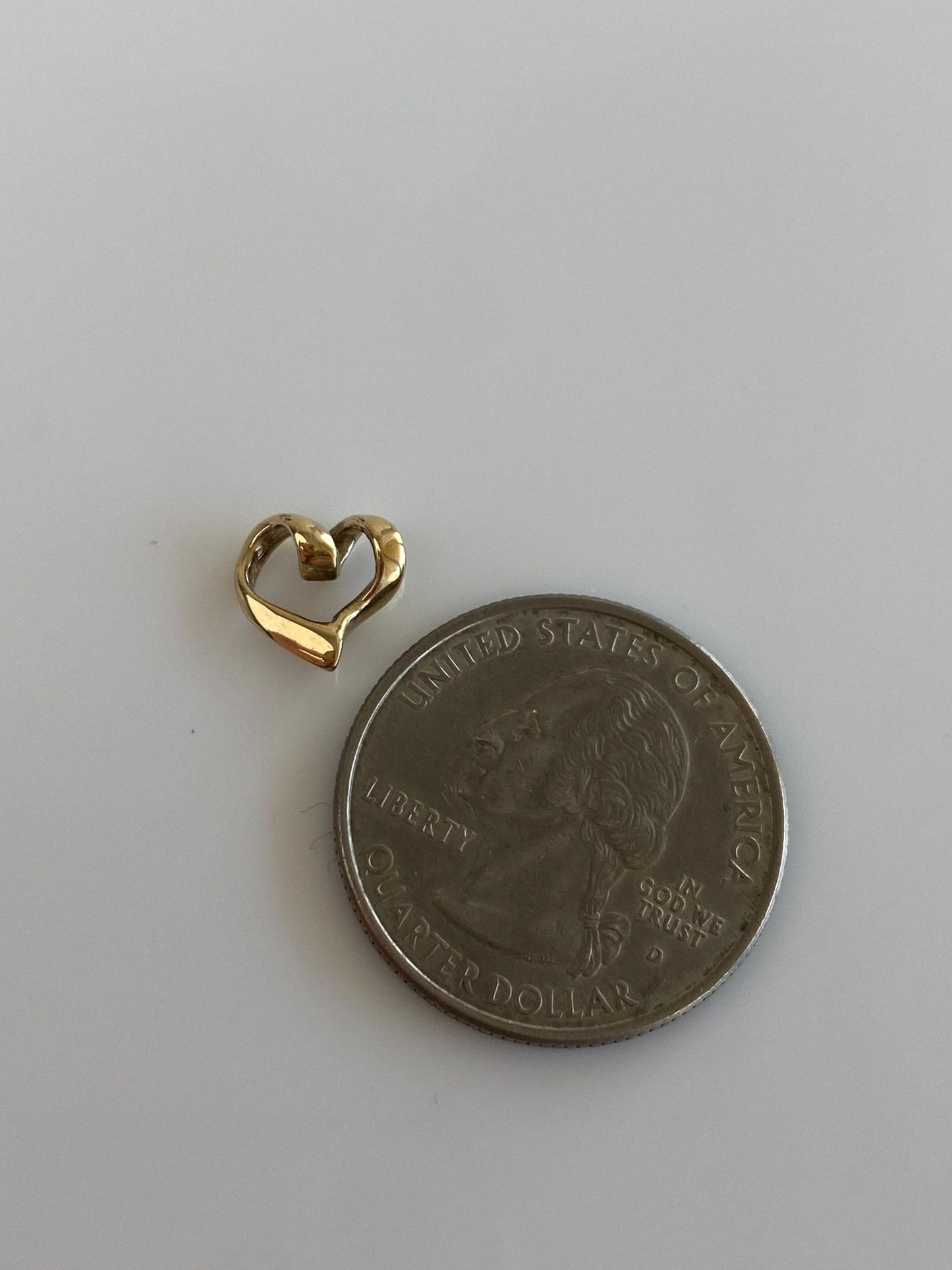 Solid 14k Yellow Gold Open Heart Slide Charm