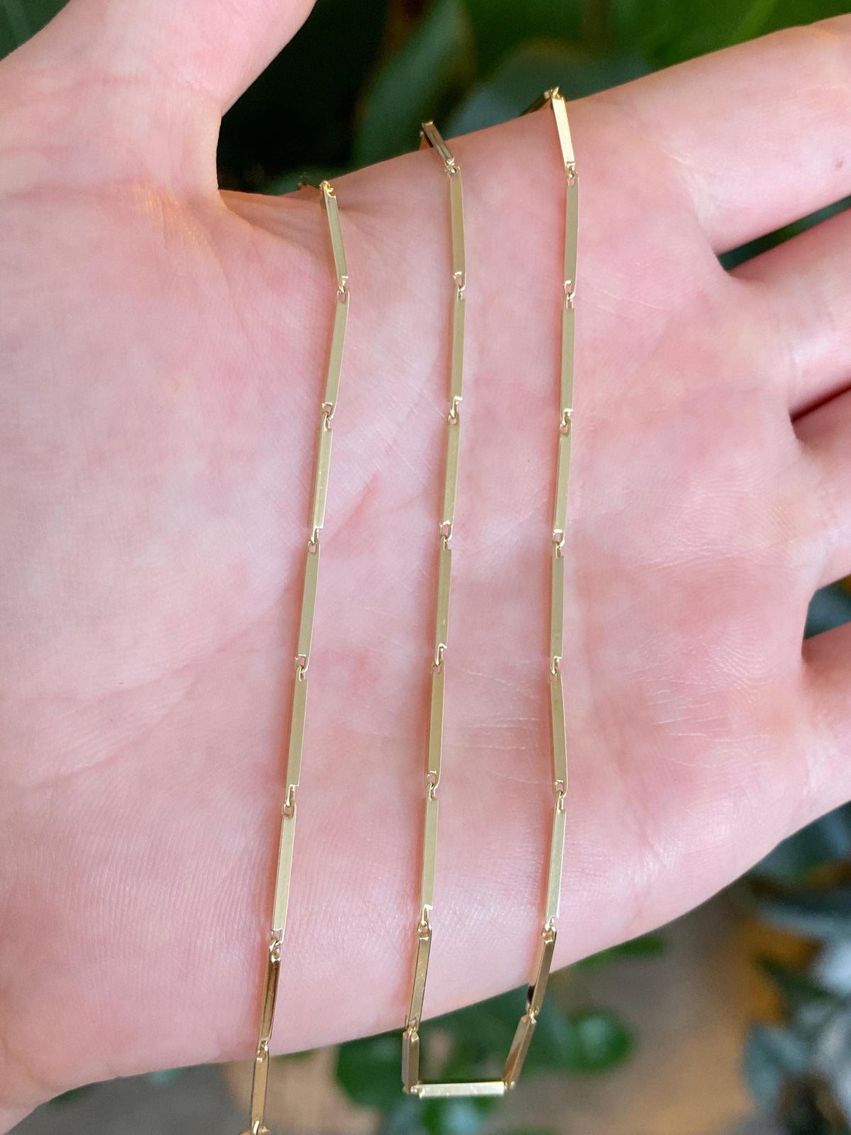 Vintage Solid 14k Yellow Gold Bar Link Necklace - 18 inches