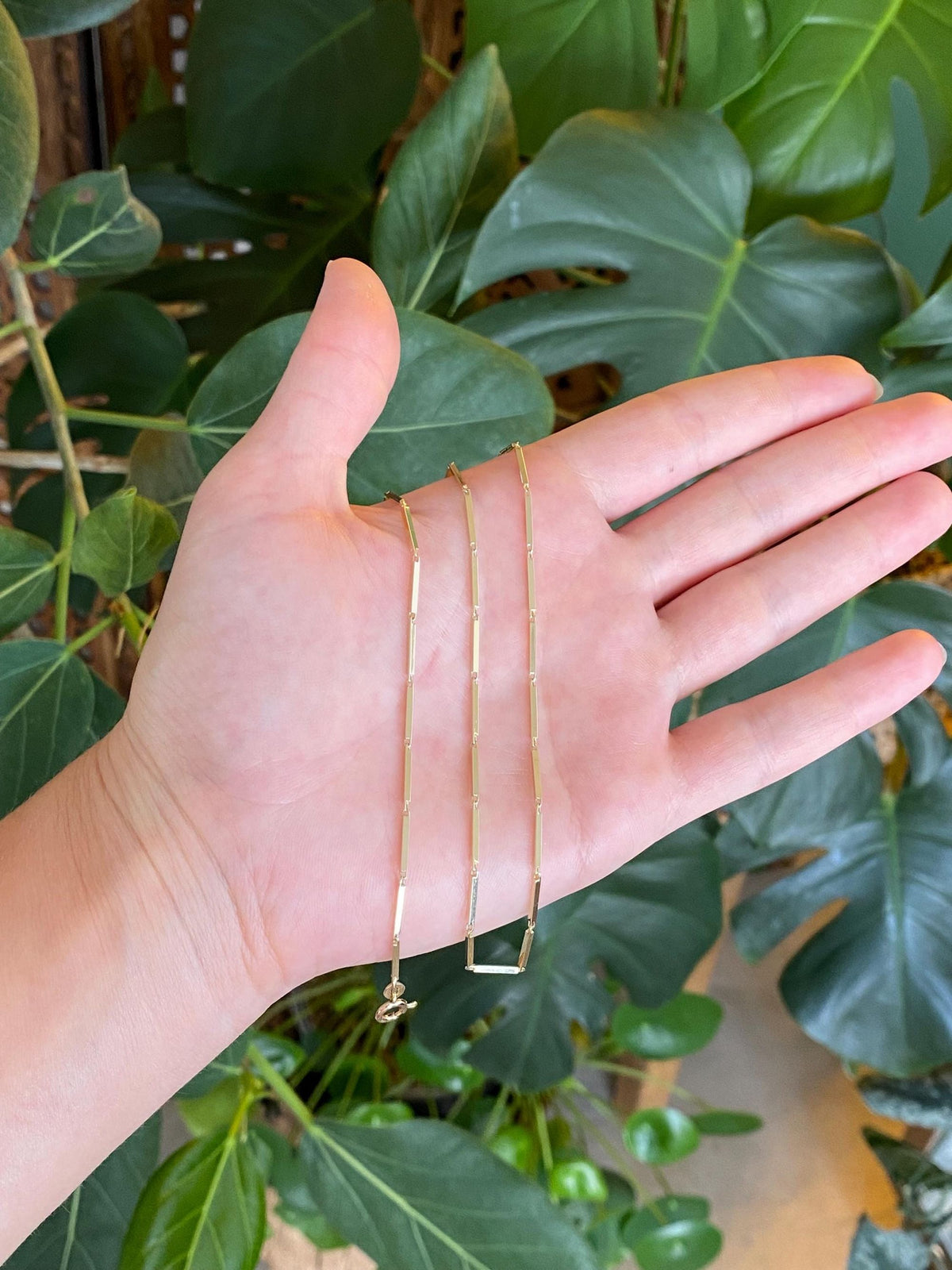 Vintage Solid 14k Yellow Gold Bar Link Necklace - 18 inches