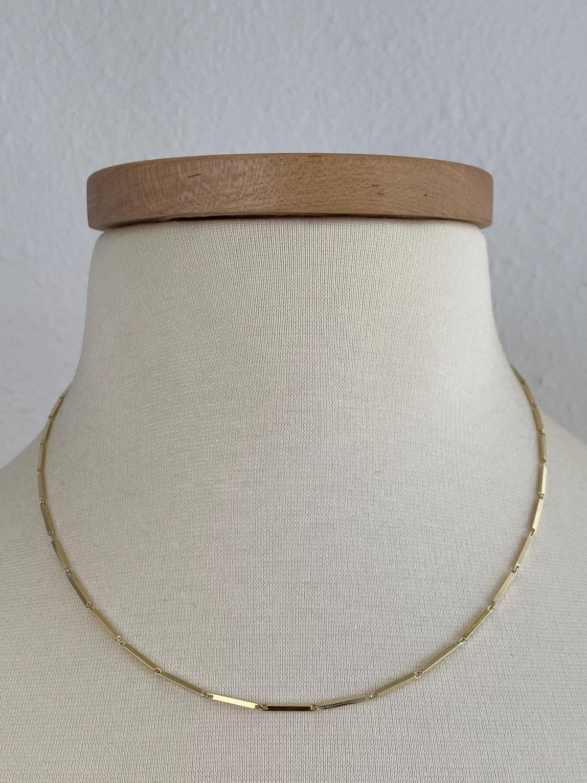 Vintage Solid 14k Yellow Gold Bar Link Necklace - 18 inches