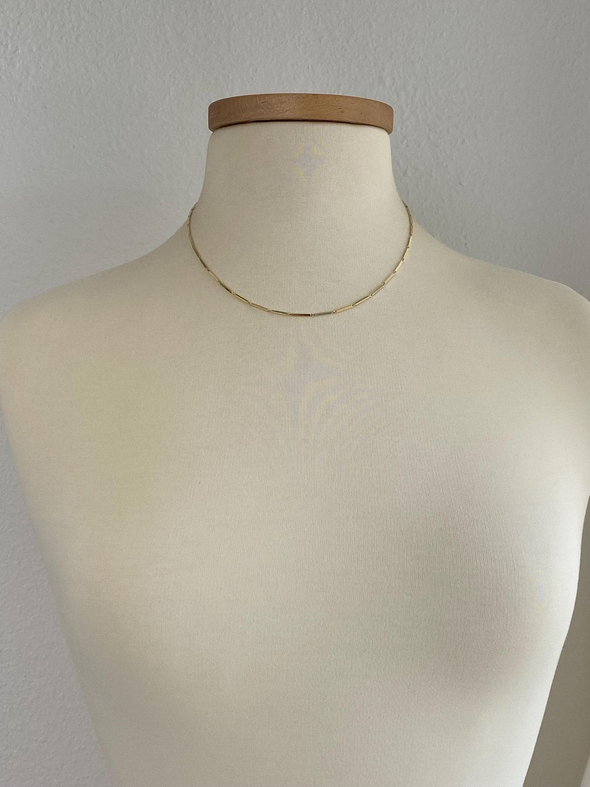 Vintage Solid 14k Yellow Gold Bar Link Necklace - 18 inches