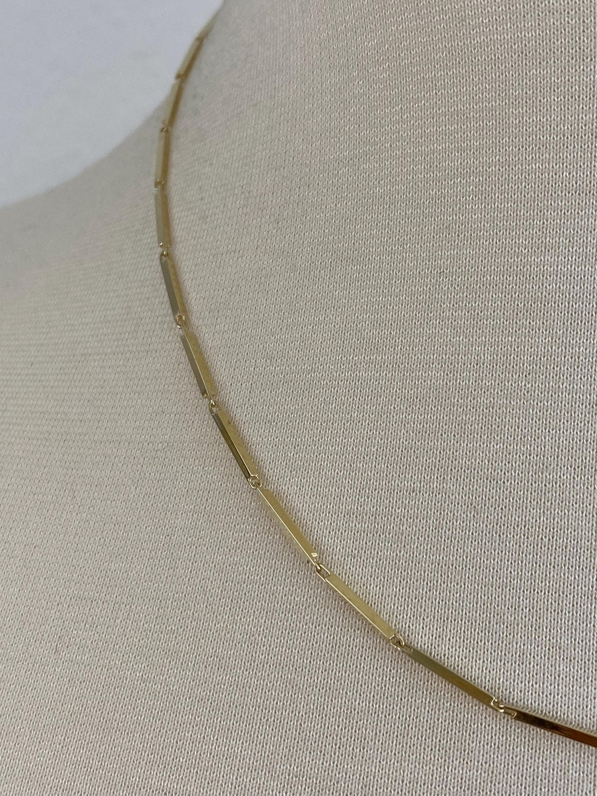 Vintage Solid 14k Yellow Gold Bar Link Necklace - 18 inches