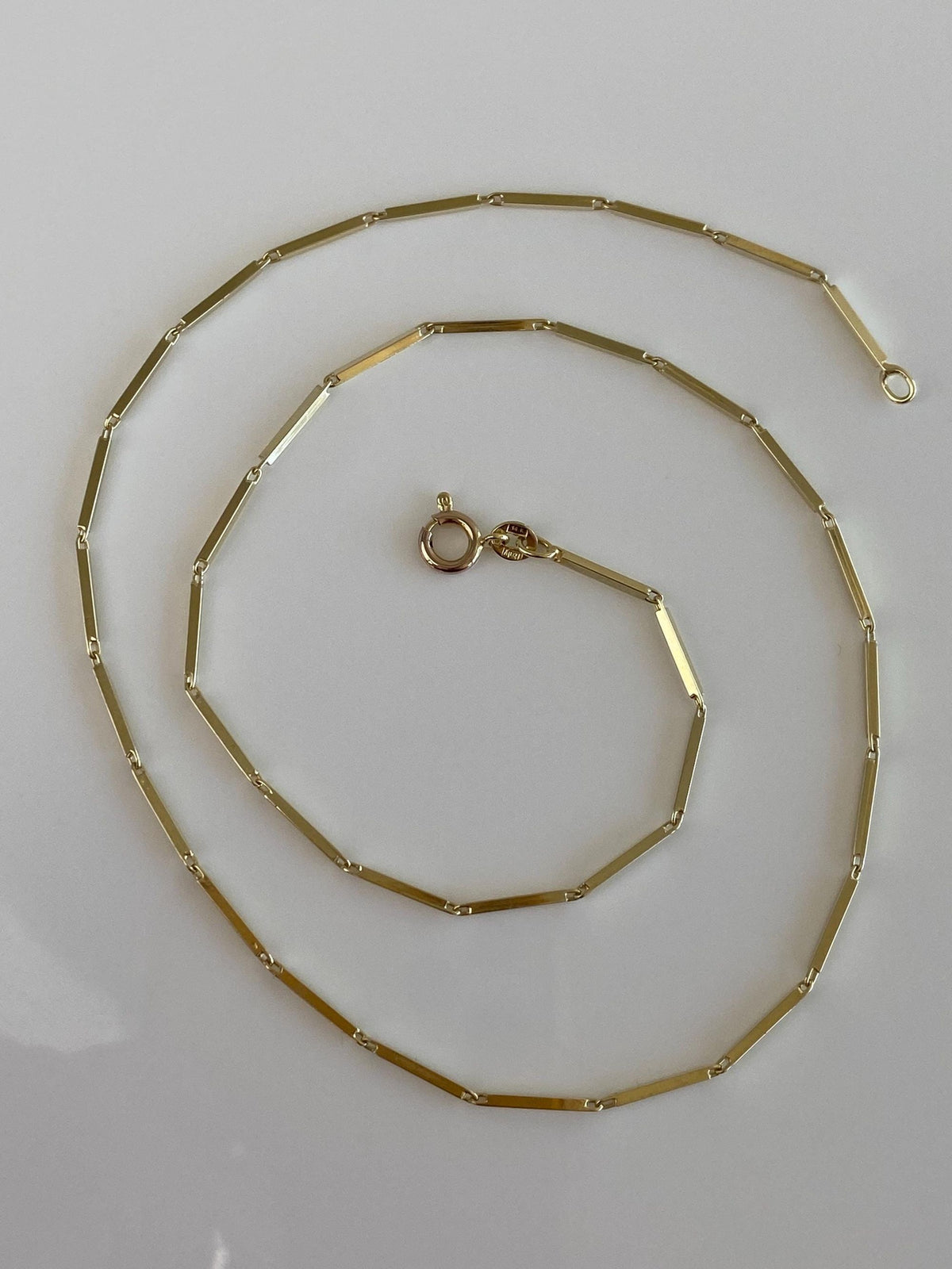 Vintage Solid 14k Yellow Gold Bar Link Necklace - 18 inches