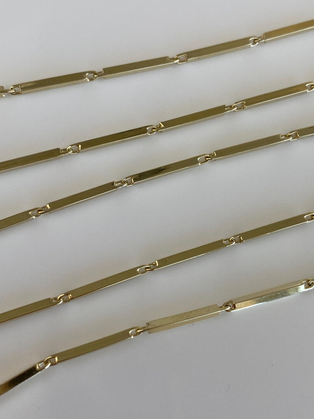 Vintage Solid 14k Yellow Gold Bar Link Necklace - 18 inches