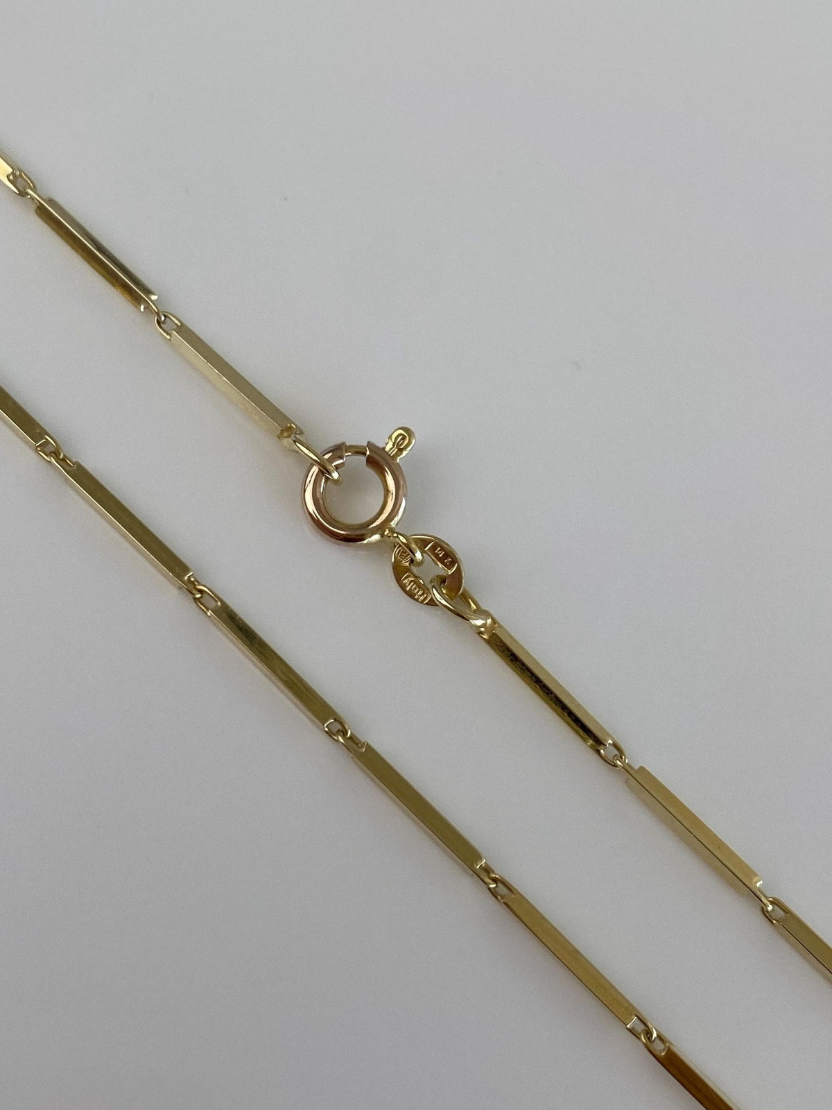 Vintage Solid 14k Yellow Gold Bar Link Necklace - 18 inches