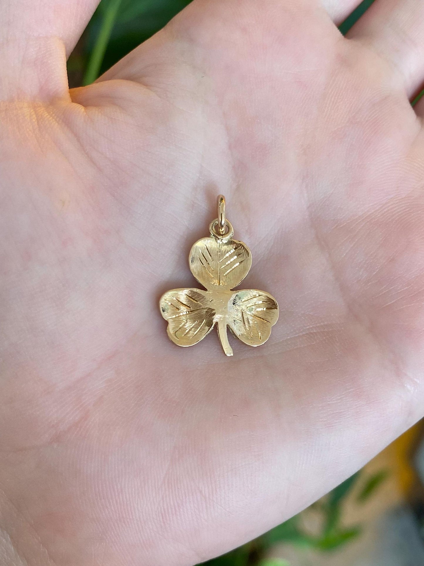 Vintage Solid 14k Yellow Gold Clover Charm