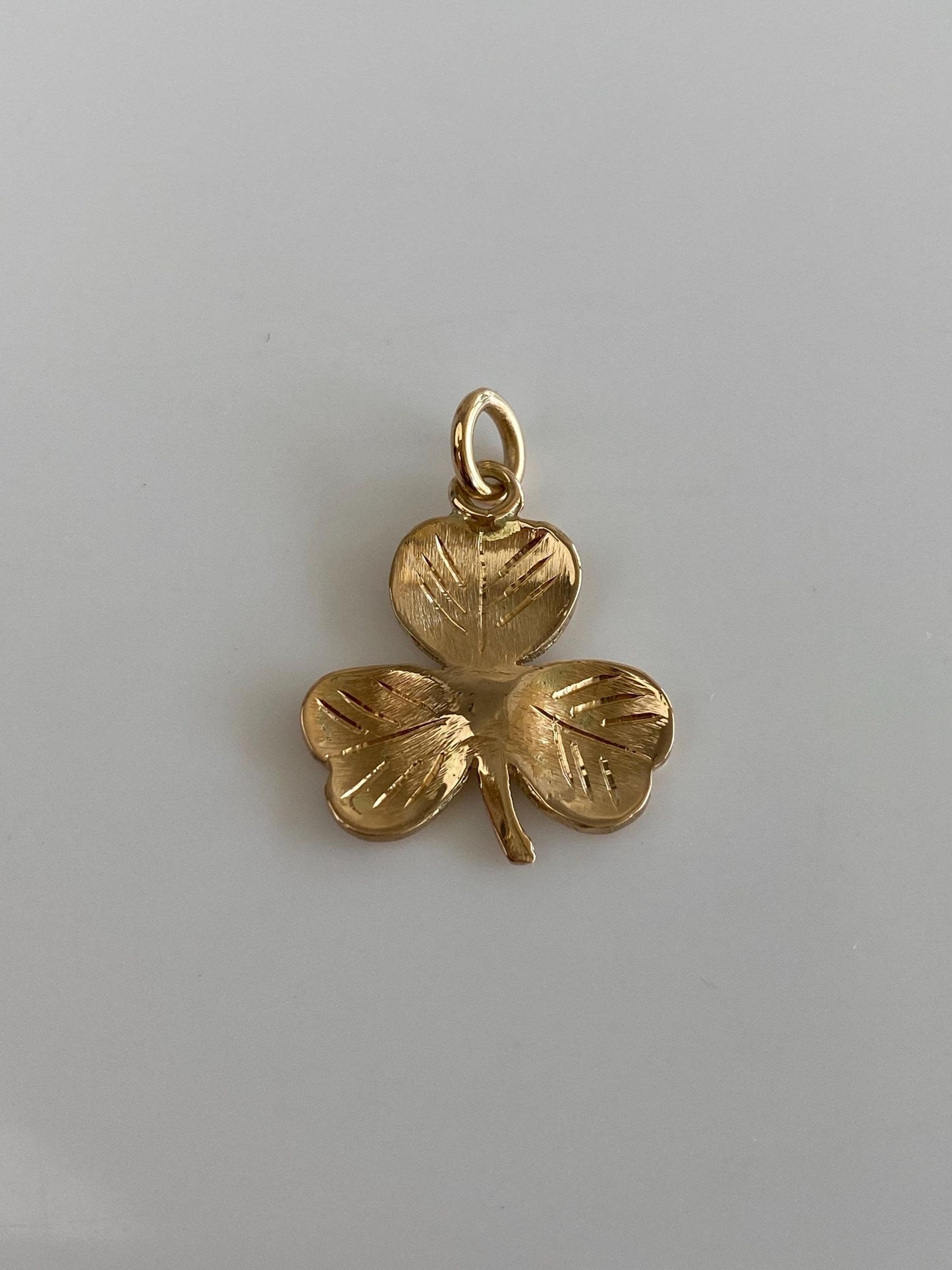Vintage Solid 14k Yellow Gold Clover Charm