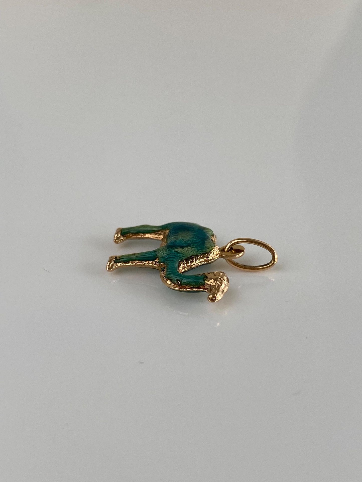 Vintage 18k Yellow Gold Enamel Camel Charm