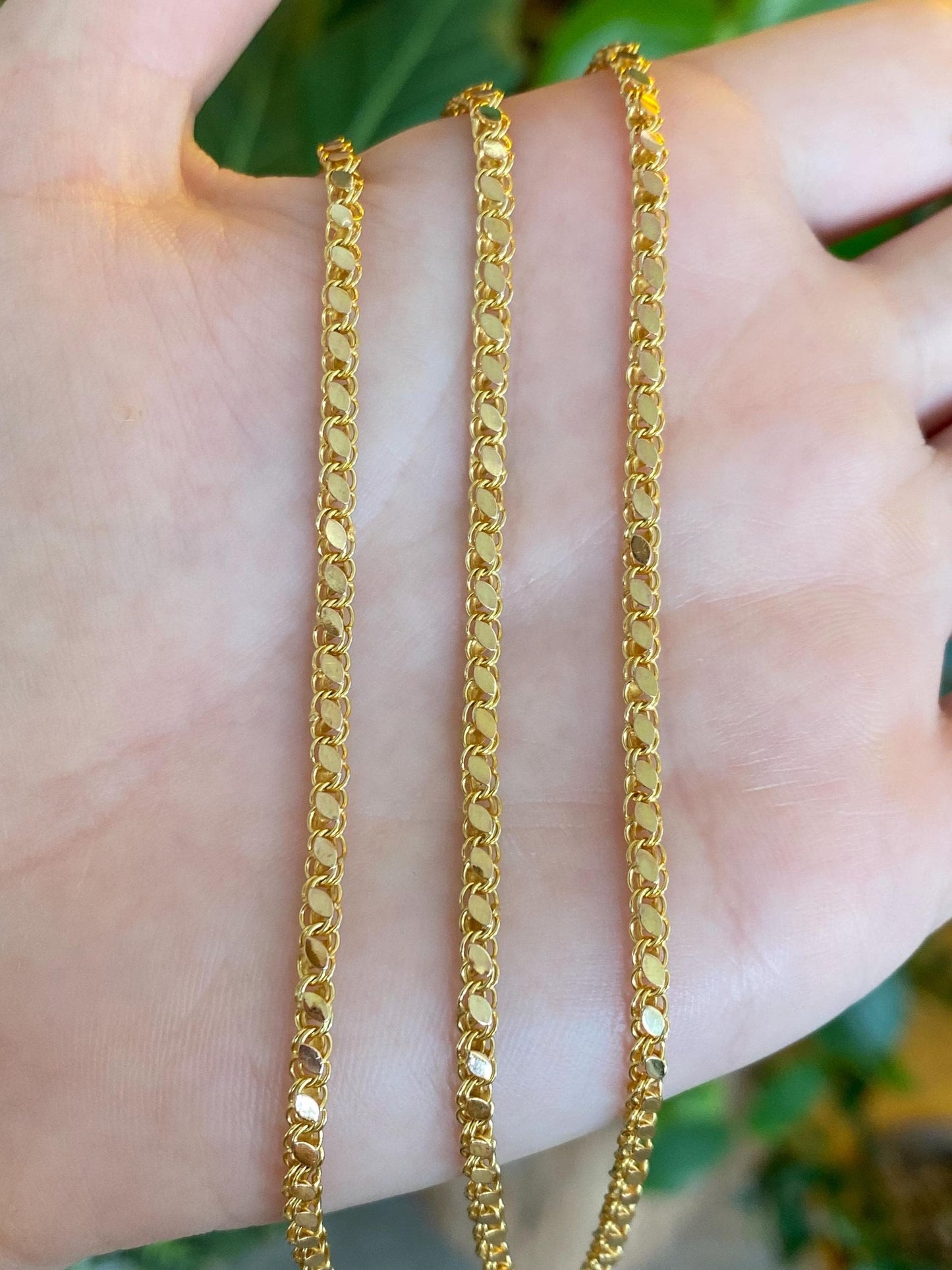 Vintage Solid 14k Yellow Gold Fancy Chain Necklace - 17.25 inches