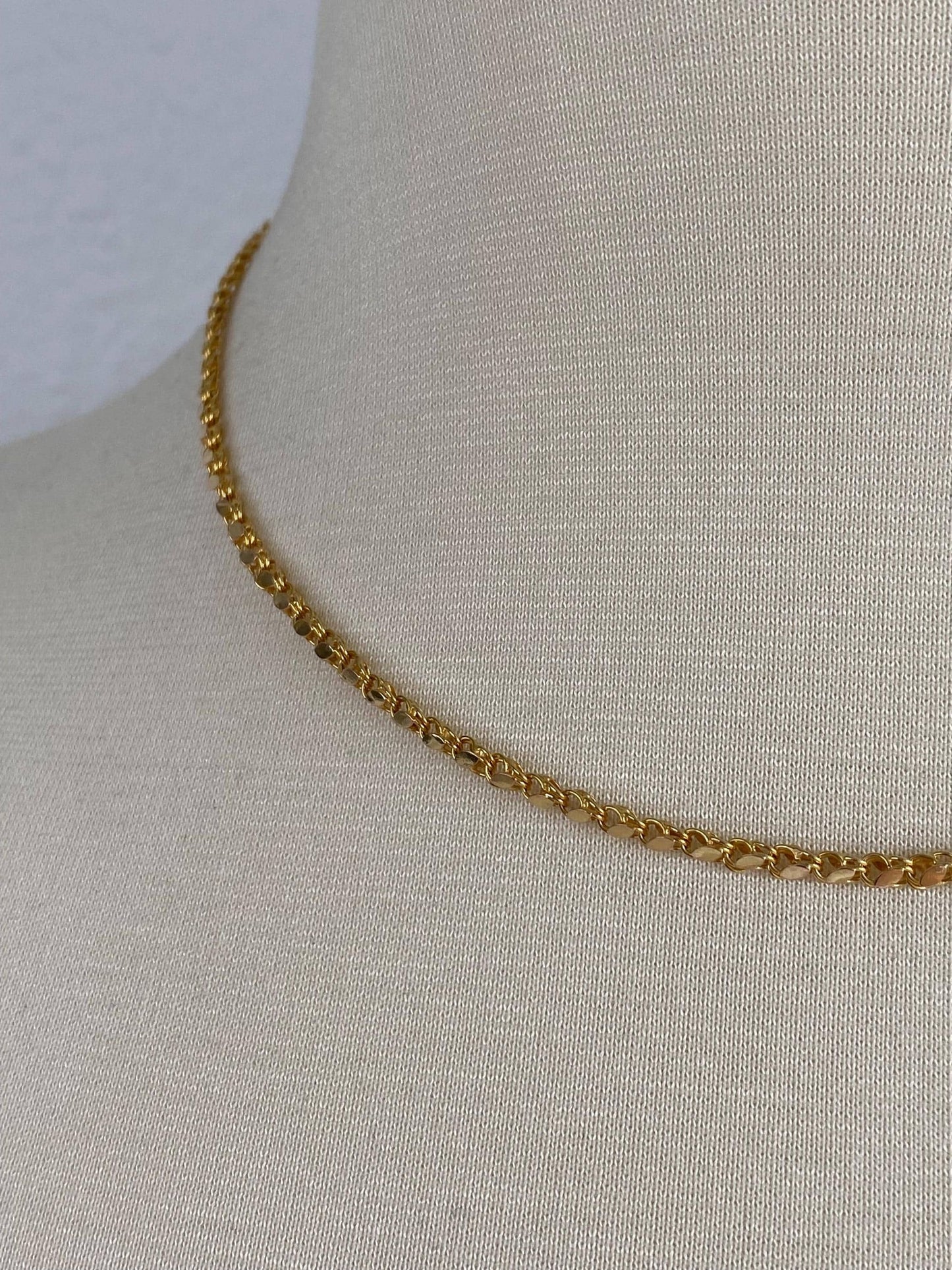 Vintage Solid 14k Yellow Gold Fancy Chain Necklace - 17.25 inches