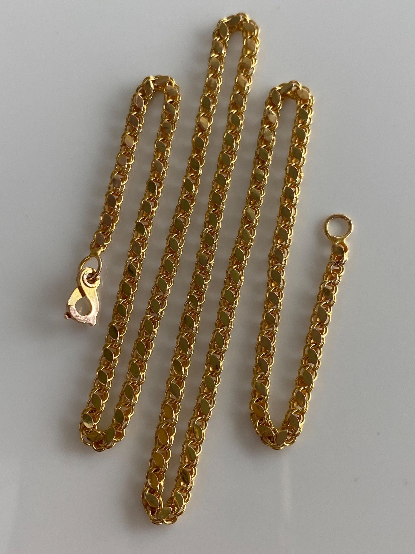 Vintage Solid 14k Yellow Gold Fancy Chain Necklace - 17.25 inches