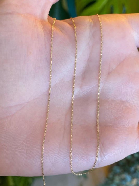 Vintage Solid 10k Yellow Gold Dainty Chain Necklace - 16.5 inches