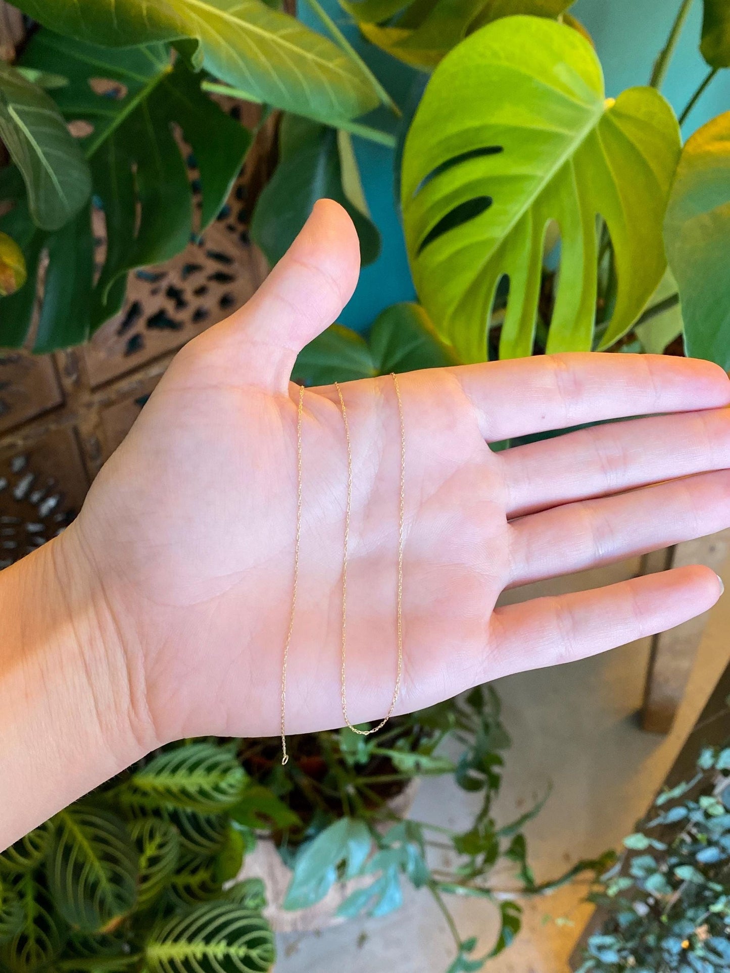 Vintage Solid 10k Yellow Gold Dainty Chain Necklace - 16.5 inches