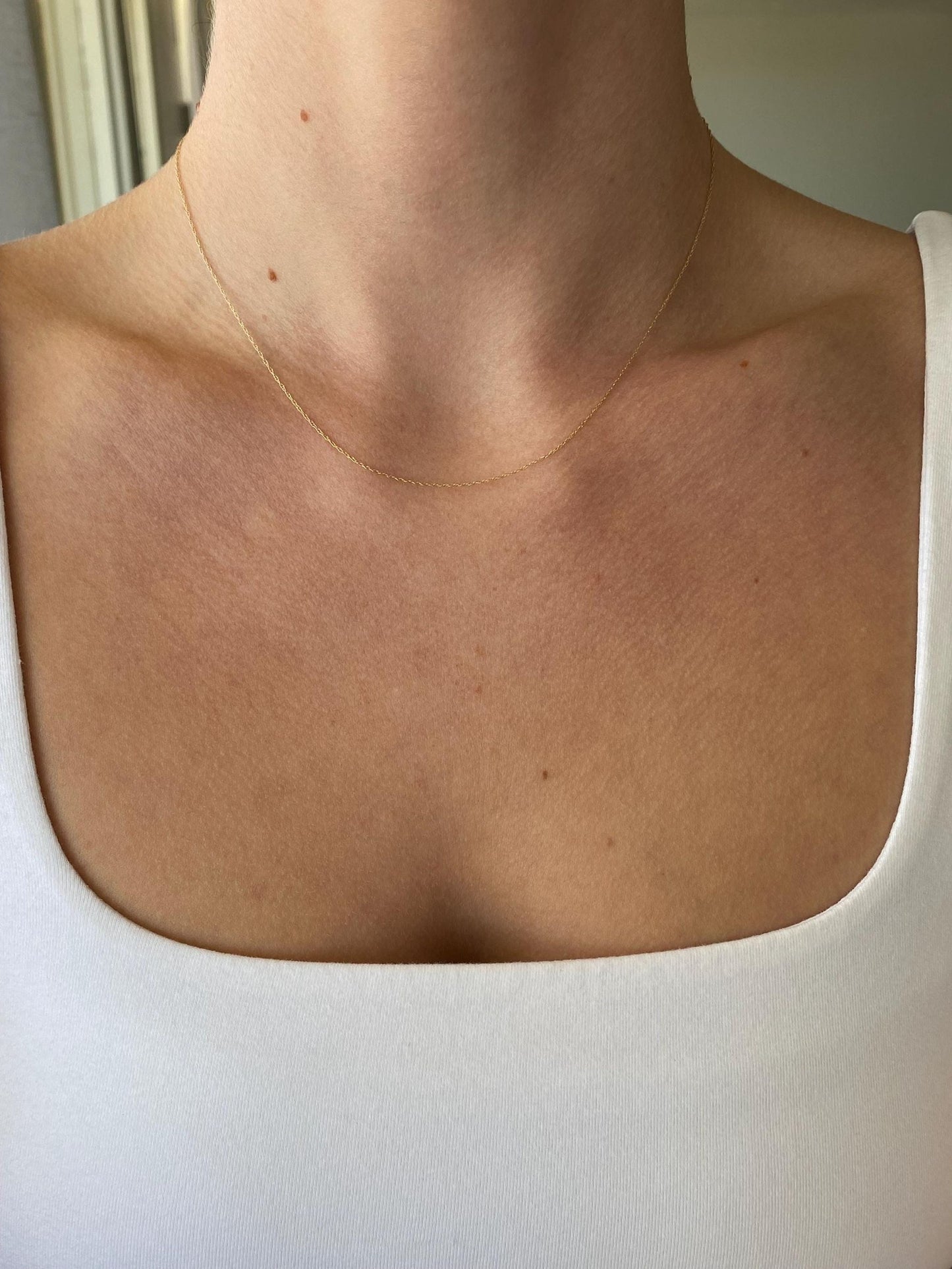 Vintage Solid 10k Yellow Gold Dainty Chain Necklace - 16.5 inches