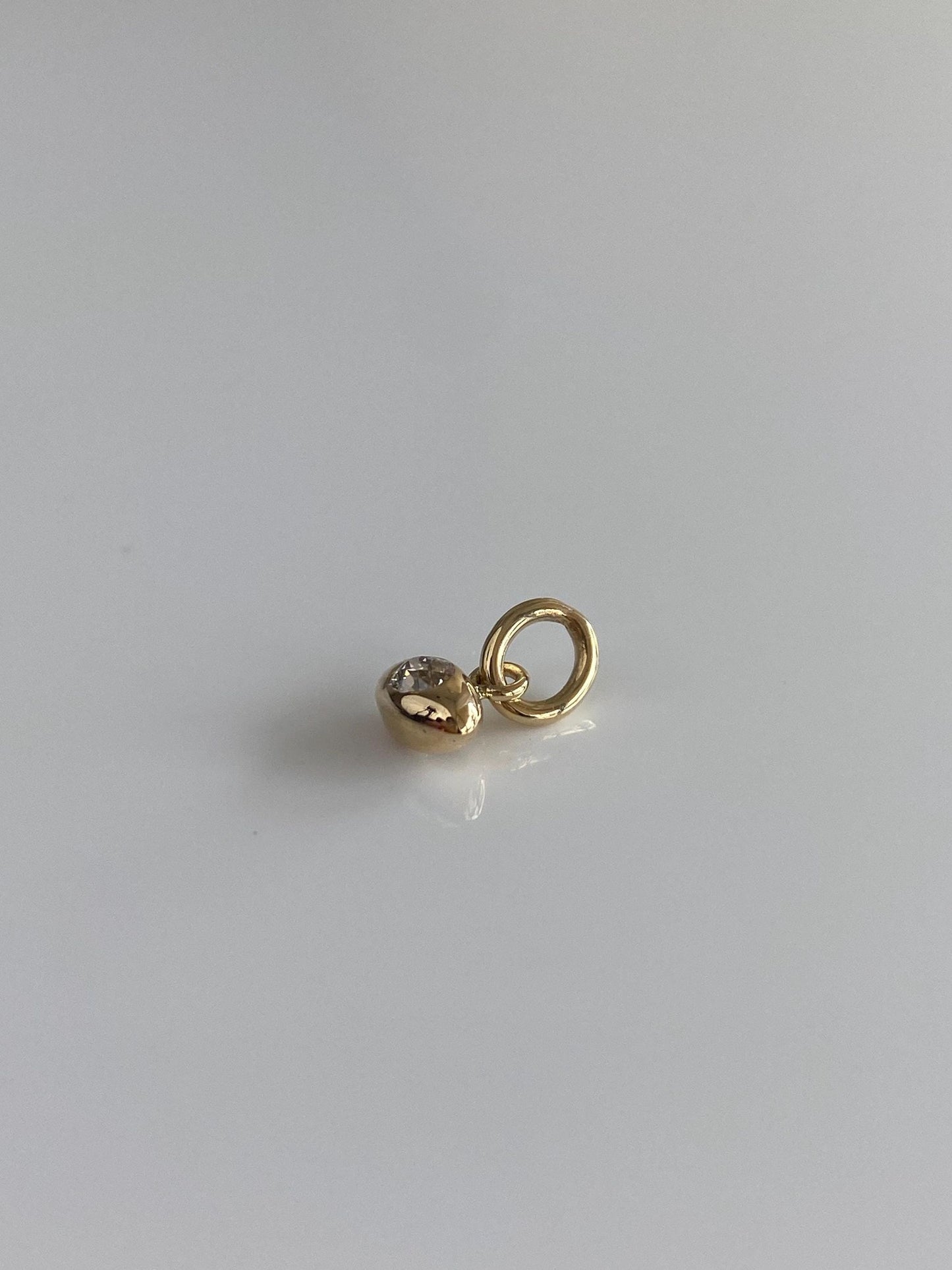 Vintage Solid 14k Yellow Gold Tiny Diamond Eye Charm