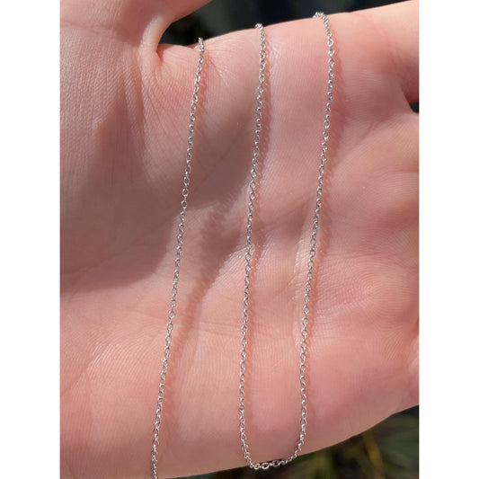 Vintage Solid 14k White Gold Cable Link Chain Necklace - 15.5 inches
