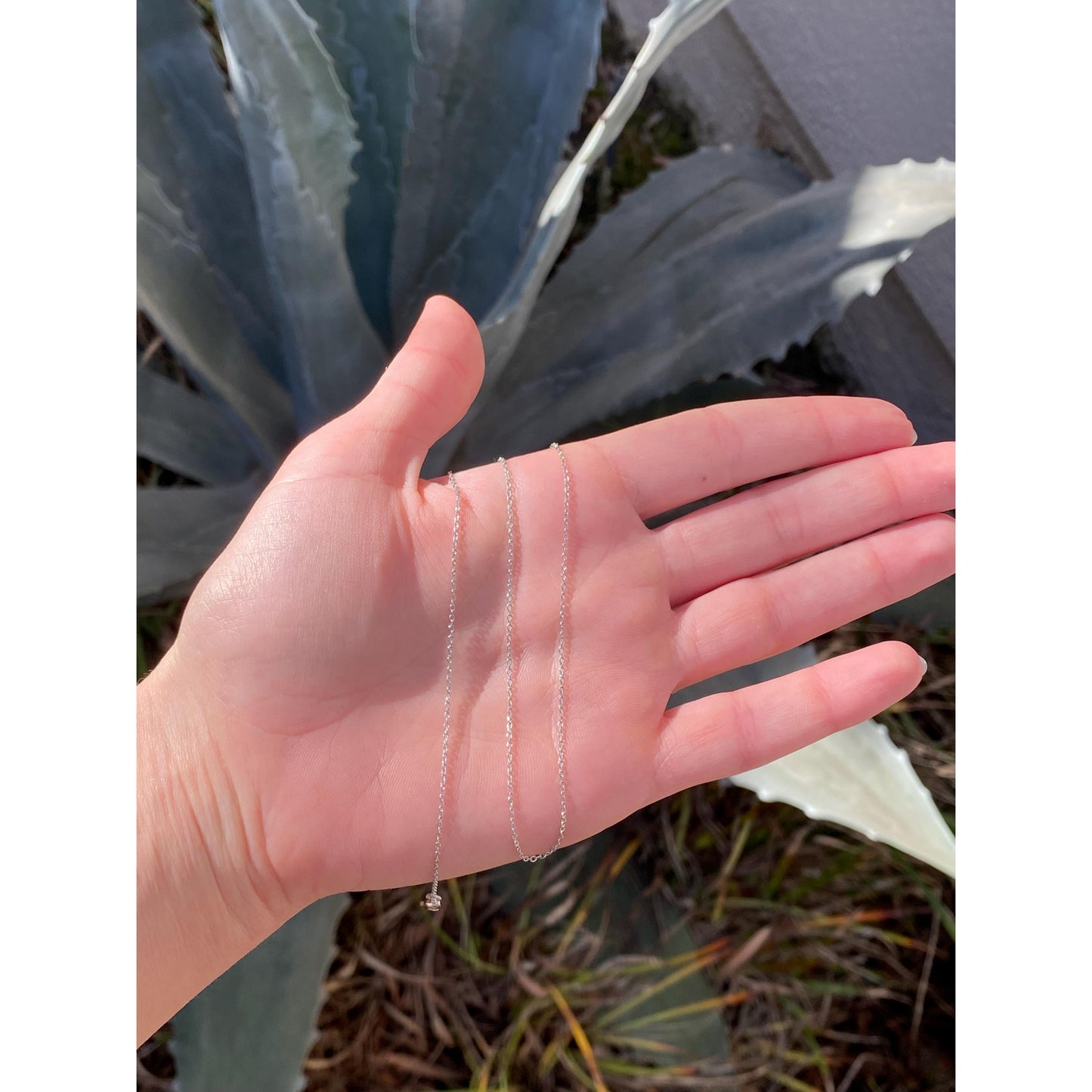 Vintage Solid 14k White Gold Cable Link Chain Necklace - 15.5 inches