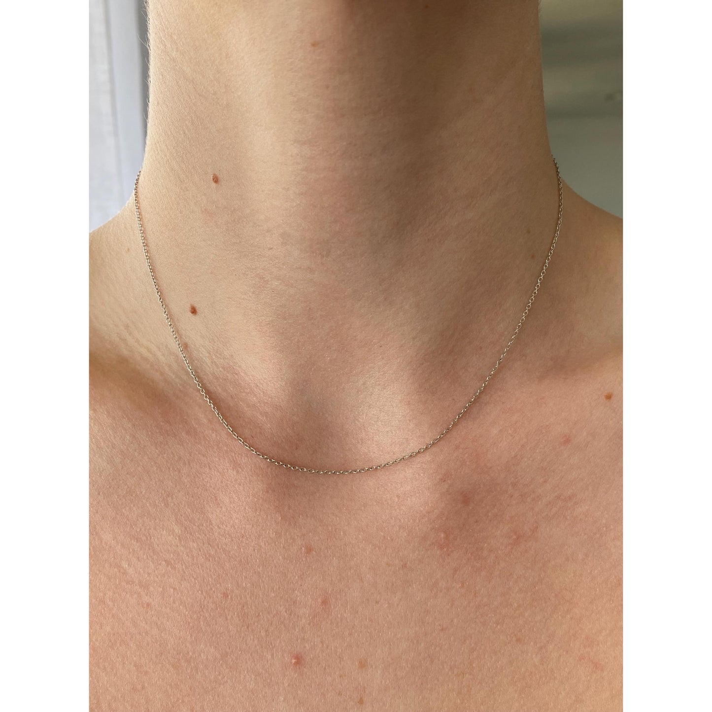 Vintage Solid 14k White Gold Cable Link Chain Necklace - 15.5 inches